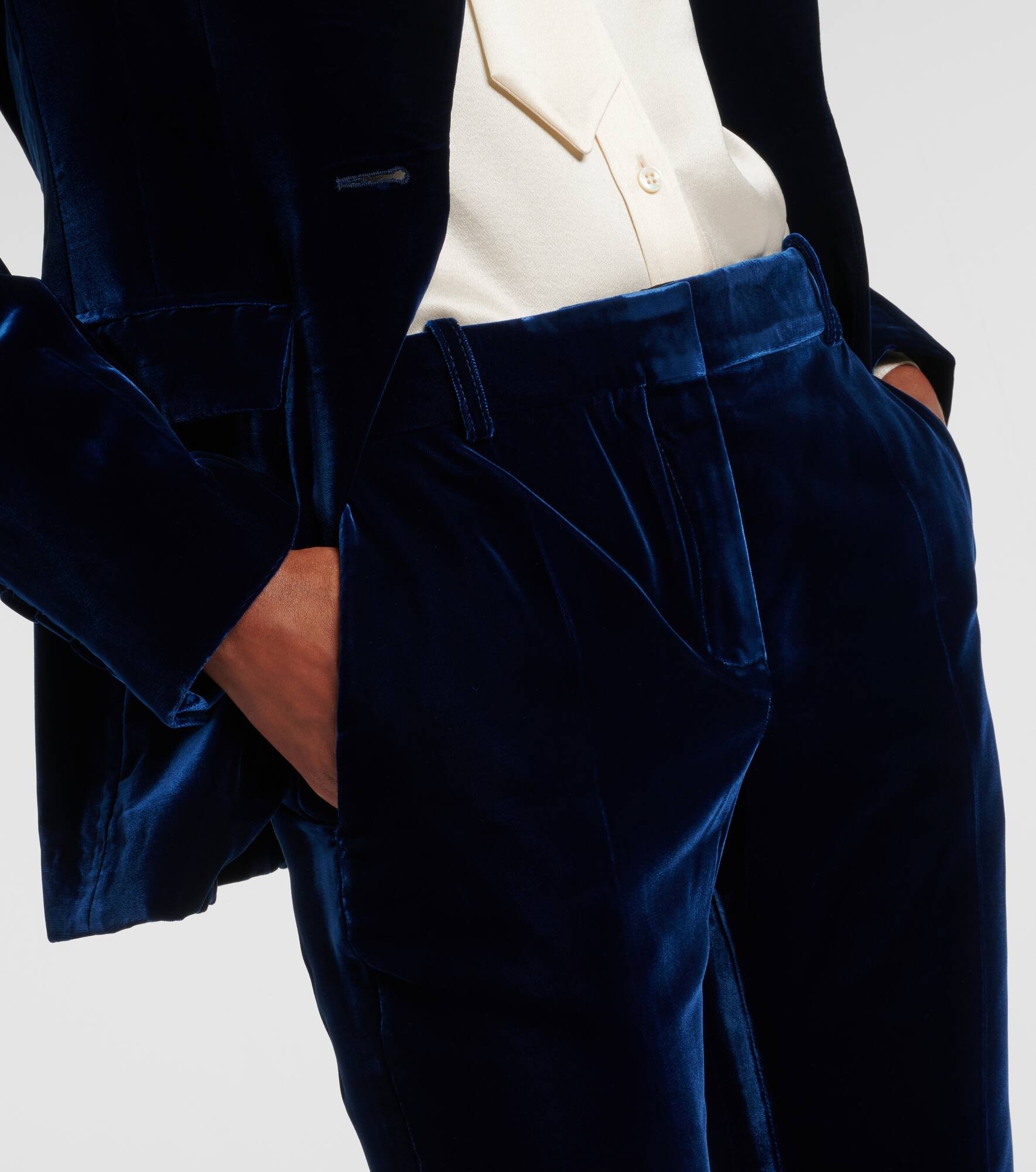 Fluid velvet straight pants - 4