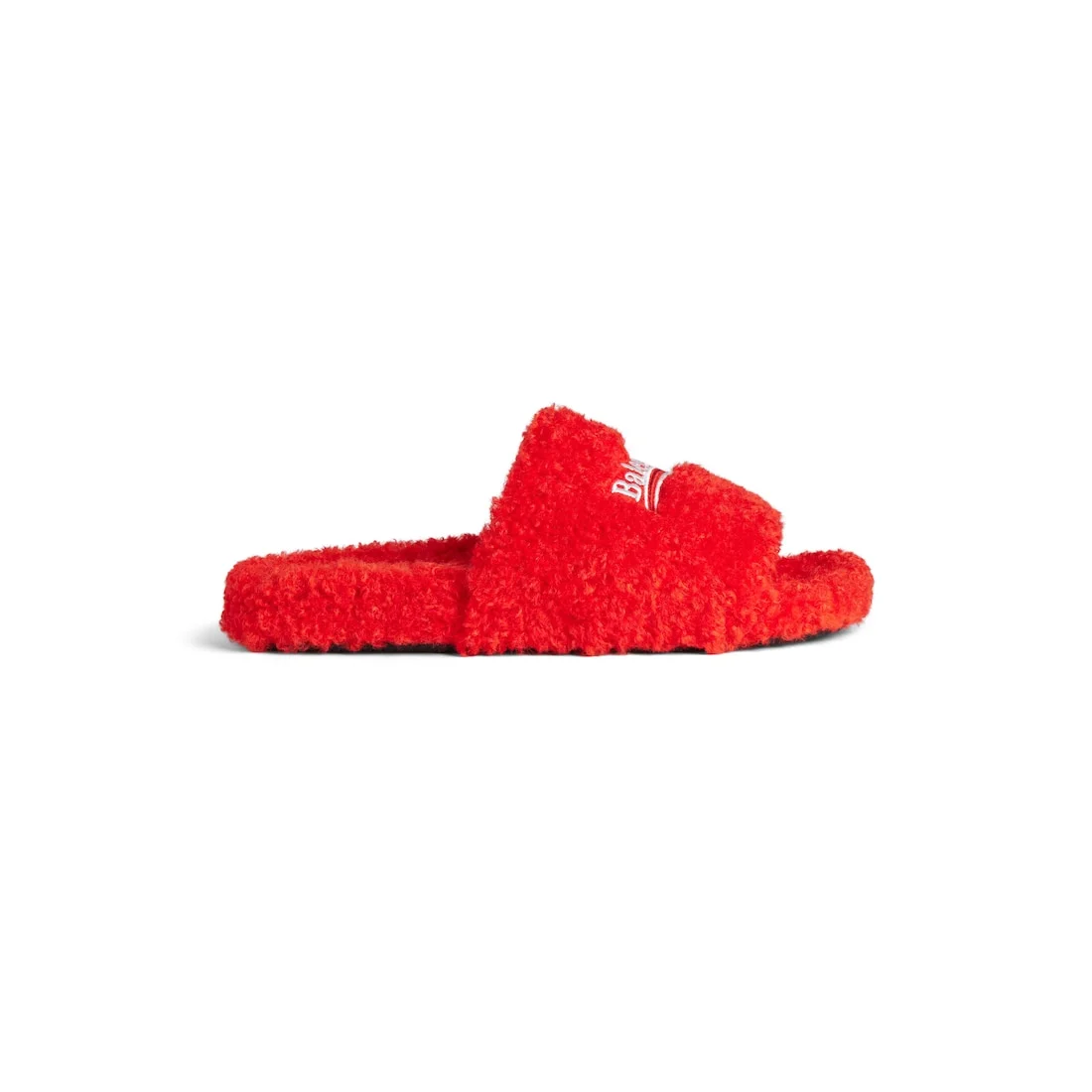 Men's Furry Slide Sandal in Pop Orange/white/red - 1