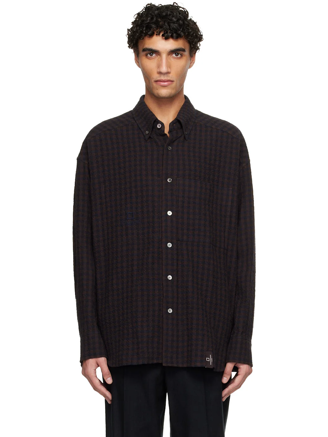 Brown Gingham Check Shirt - 1