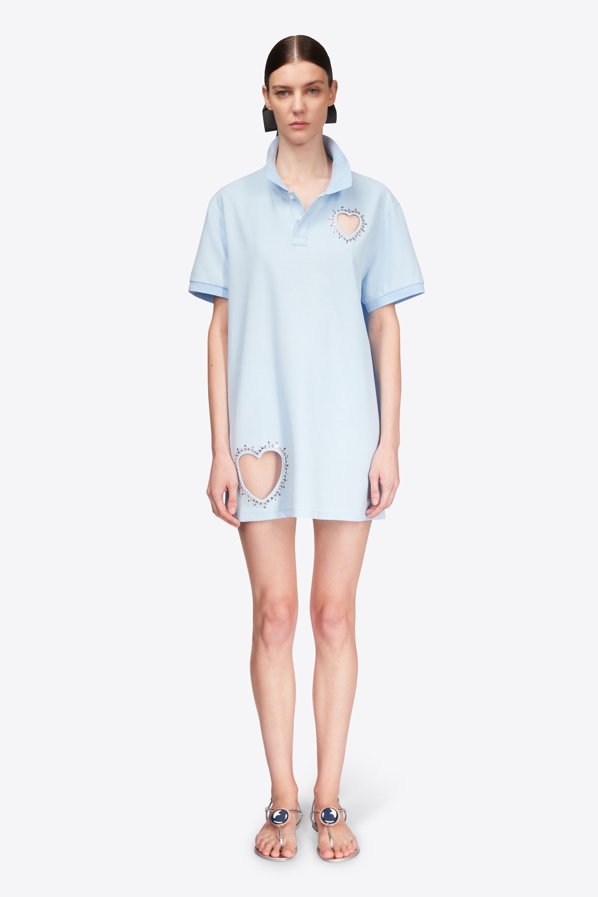 CRYSTAL HEART CUTOUT POLO DRESS - 4