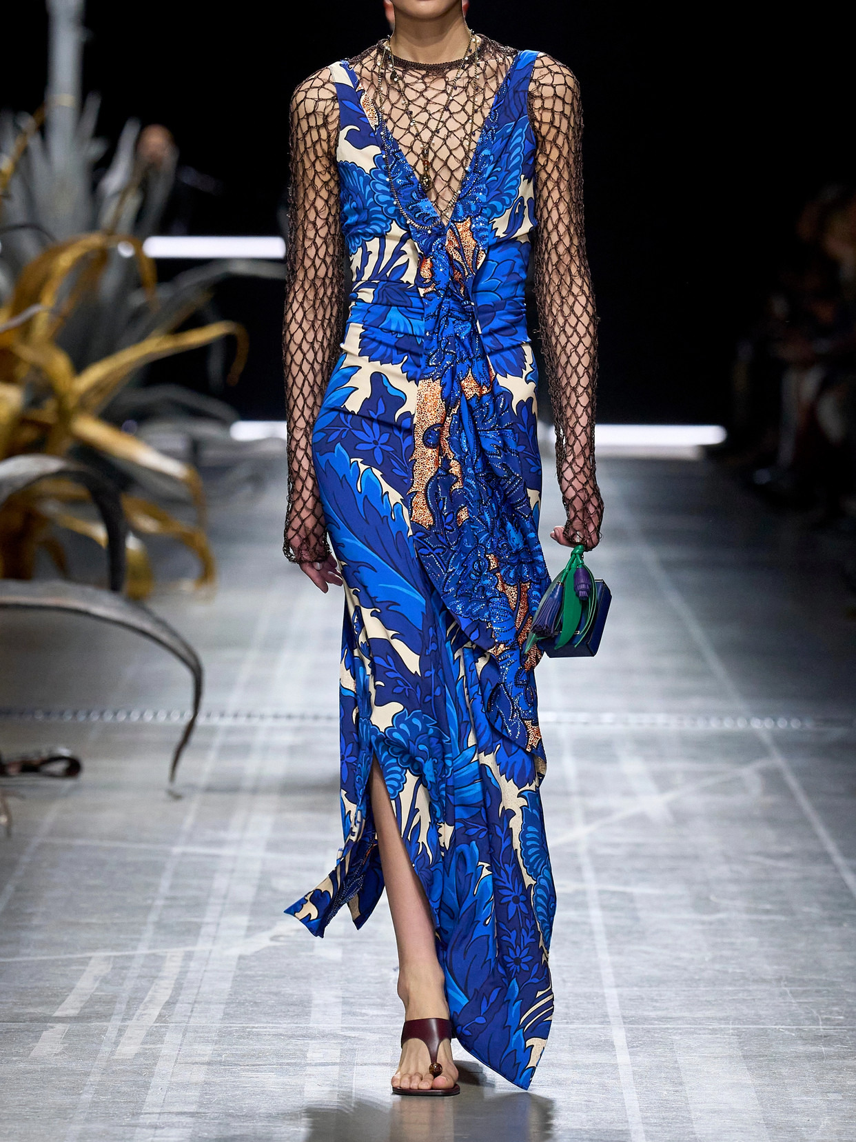 Asymmetric Ruffled Printed Jersey Maxi Dress - 4