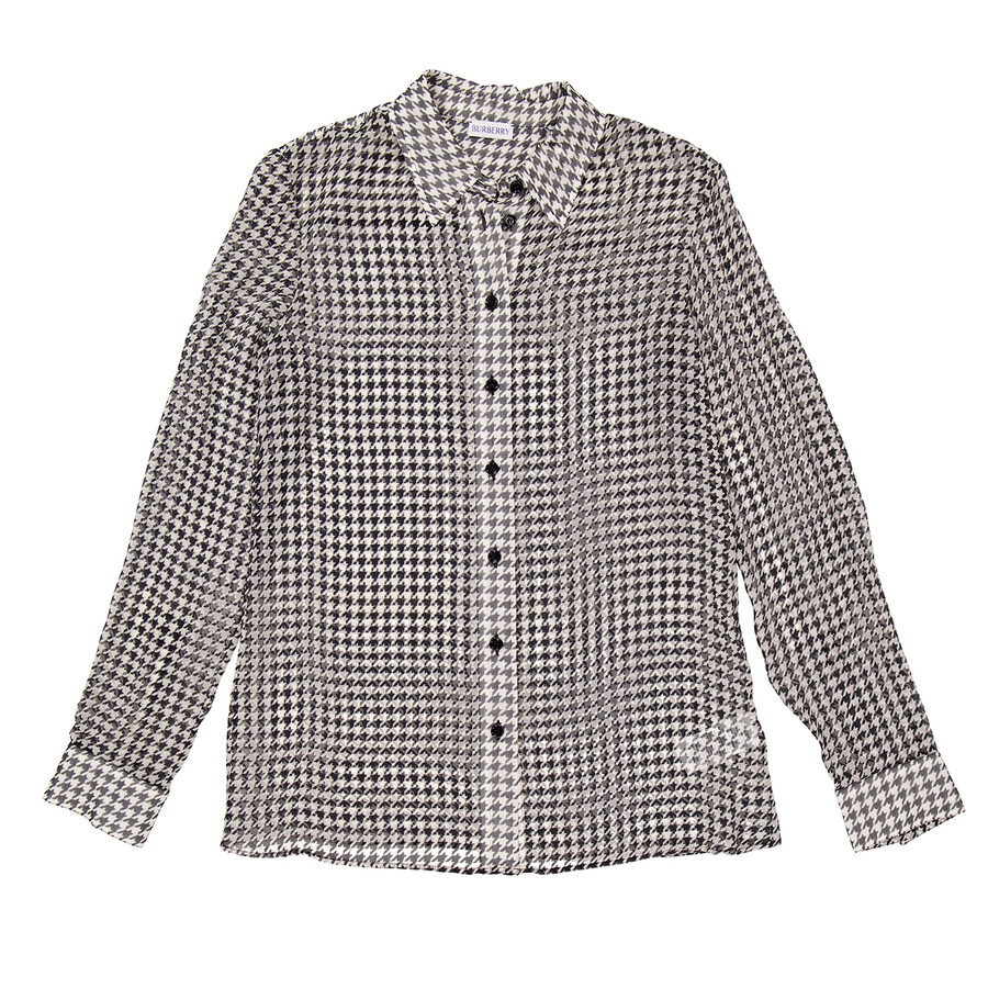 Burberry Houndstooth-Print Silk Shirt - 5