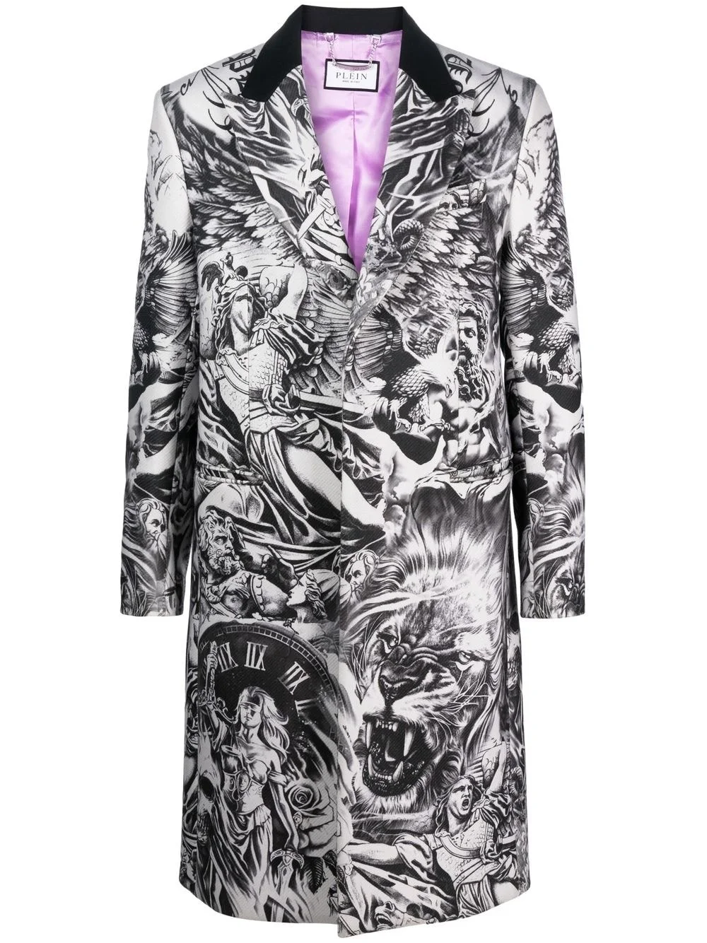 tattoo-print wool coat - 1