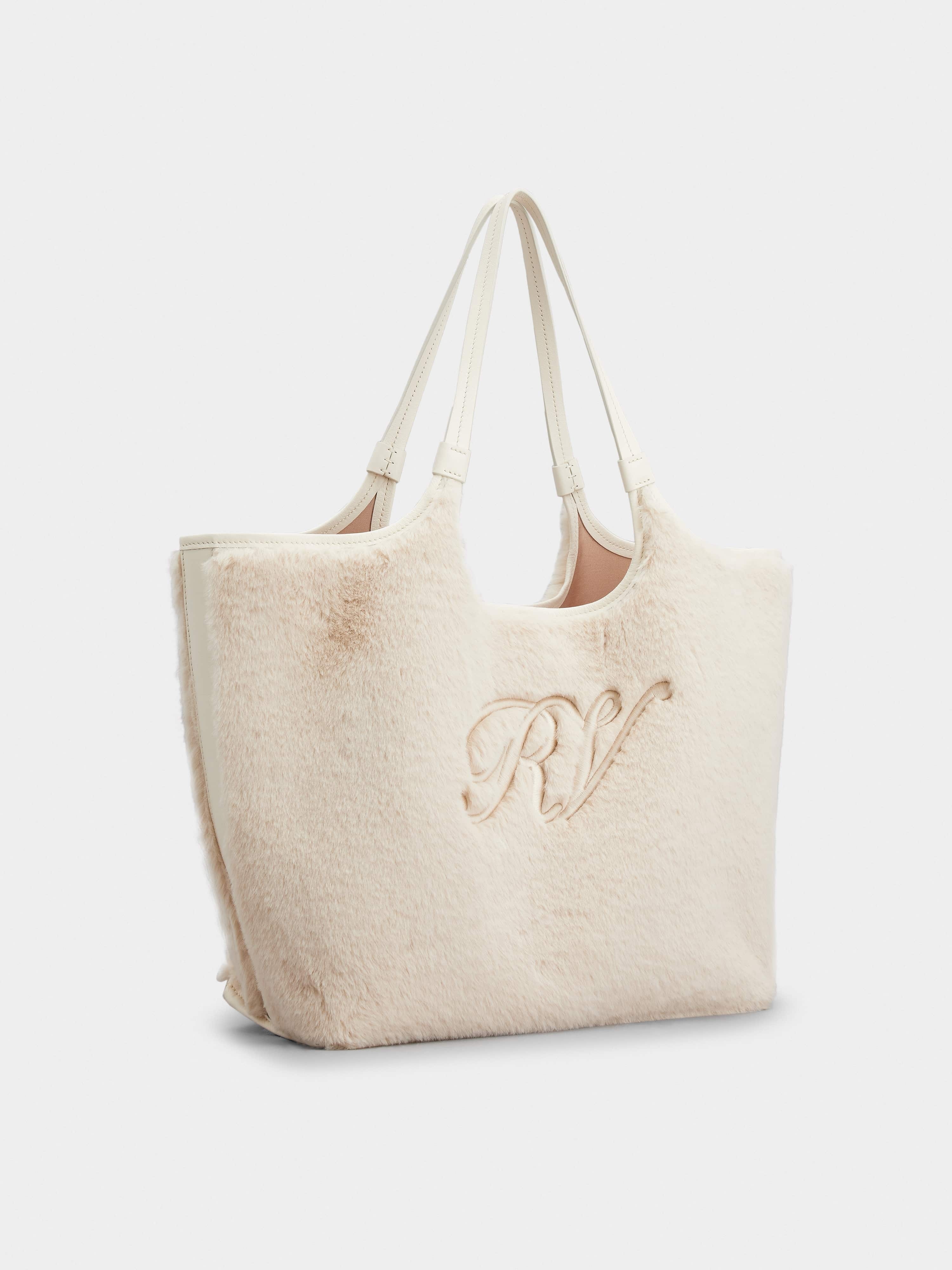 Grand Vivier Fur Embroidery Medium Shopping Bag in Fabric - 3