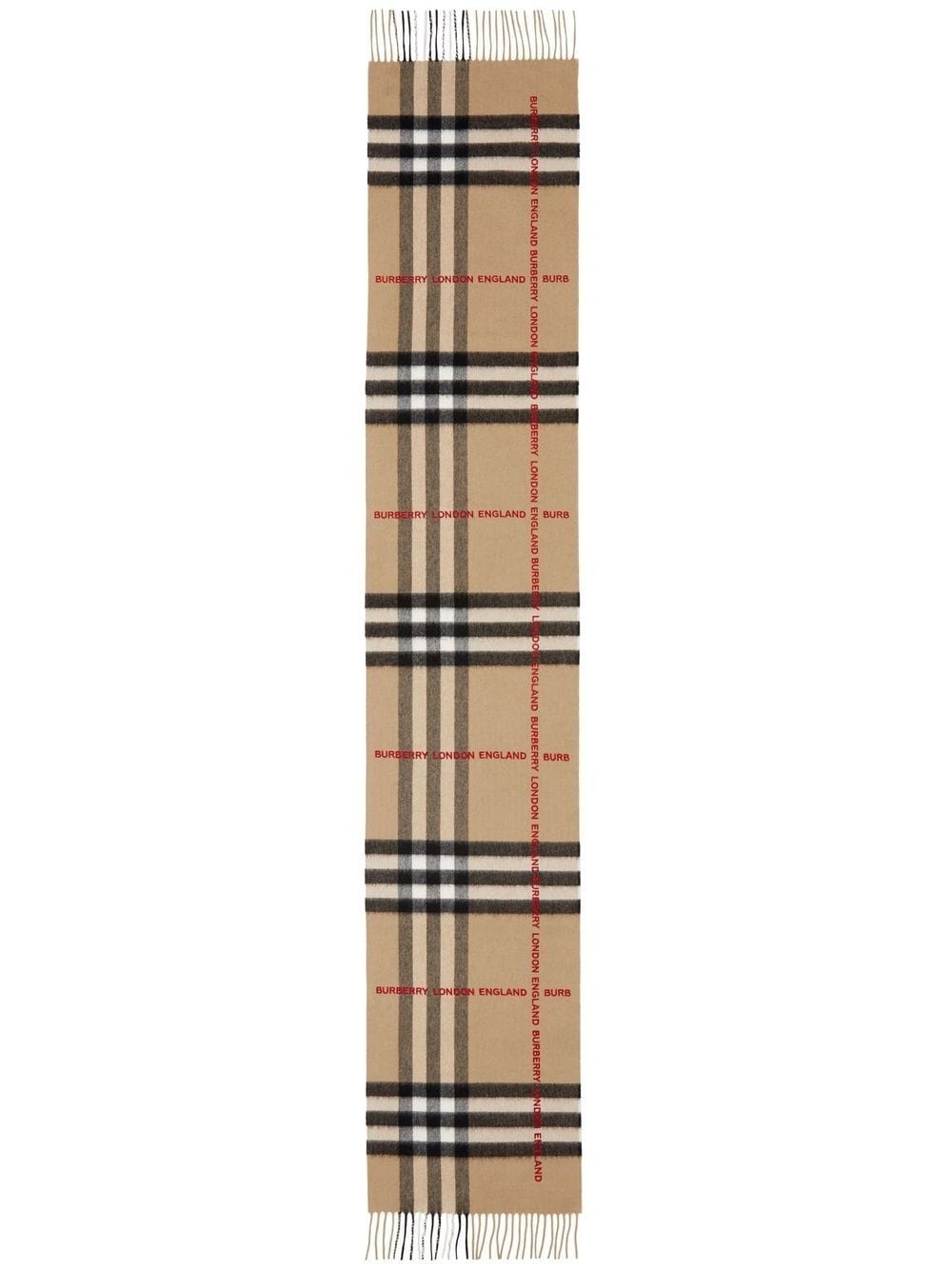 logo-embroidered Classic Check cashmere scarf - 1