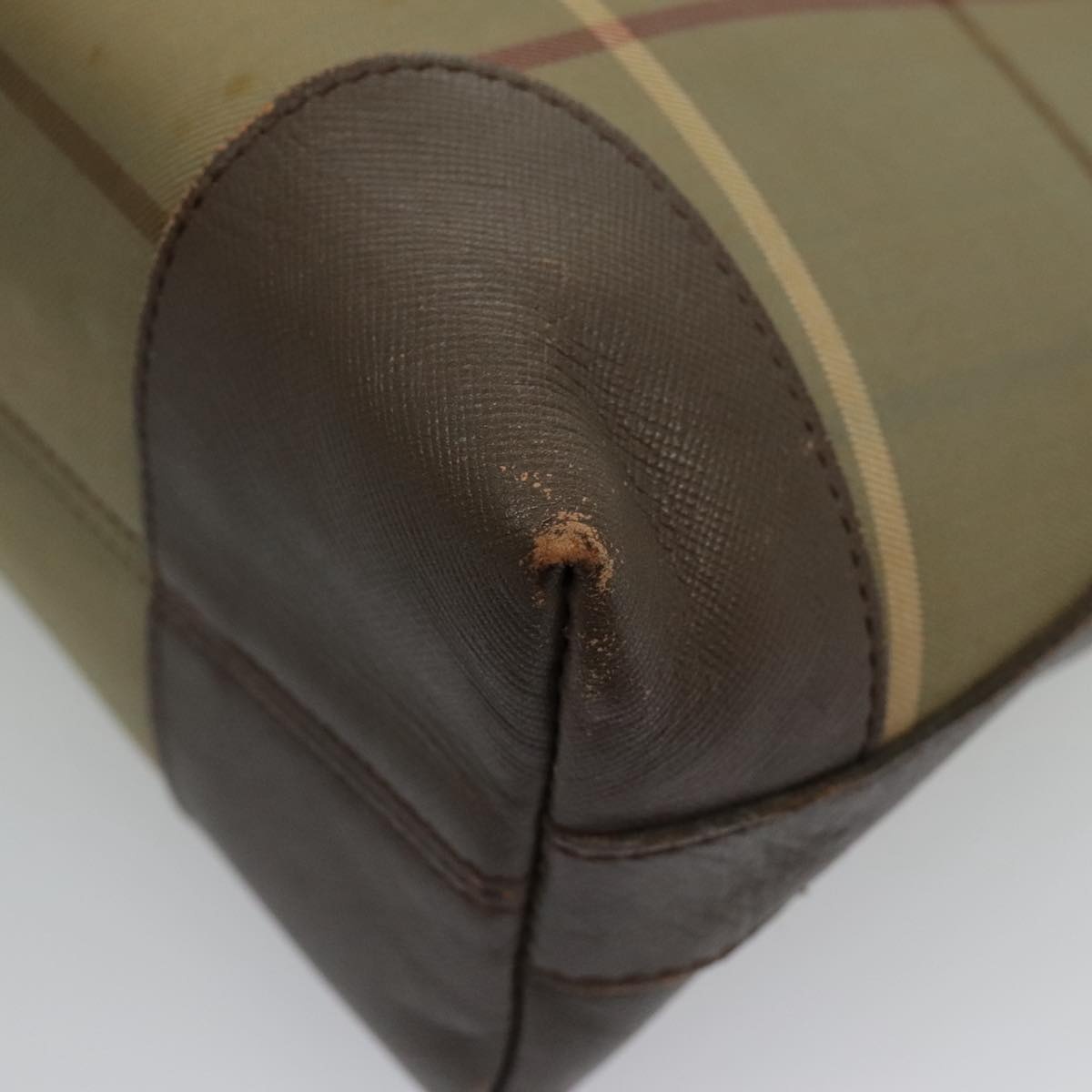 Burberry Nova Check Hand Bag Canvas Leather Brown Gold - 14