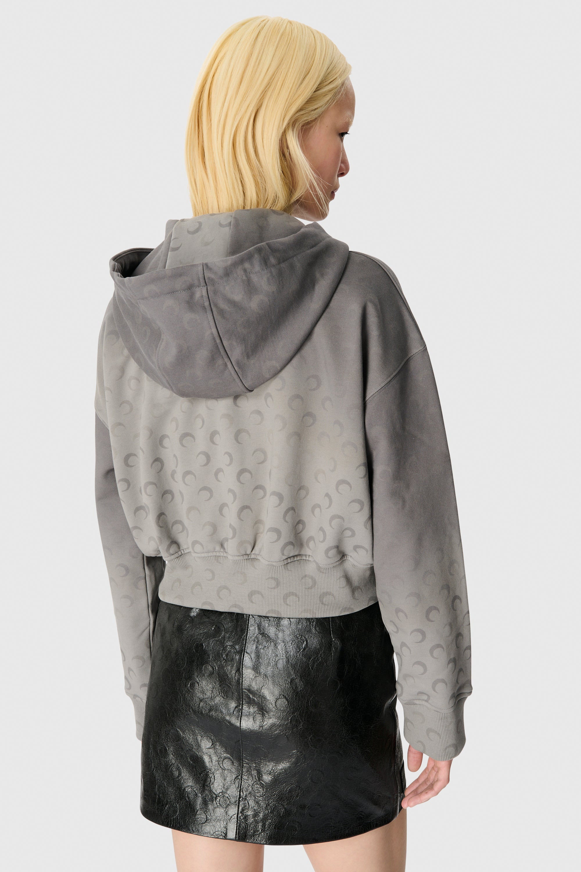 Faded Moon Fleece Cropped Zipped Hoodie - 2