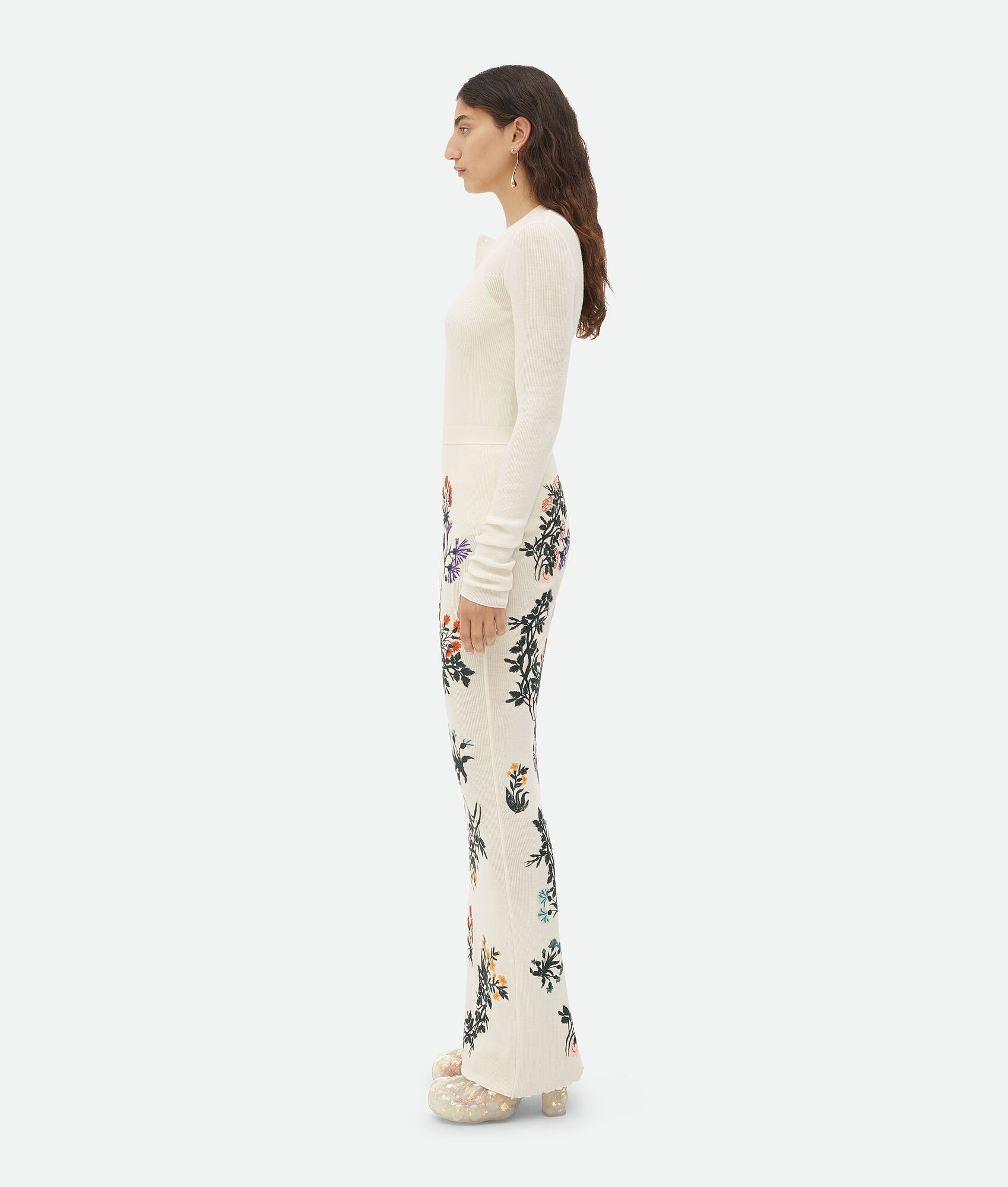 Wool Flowers Long Skirt - 2
