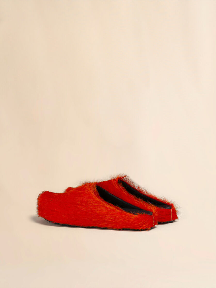ORANGE LONG HAIR CALFSKIN FUSSBETT SABOT - 3
