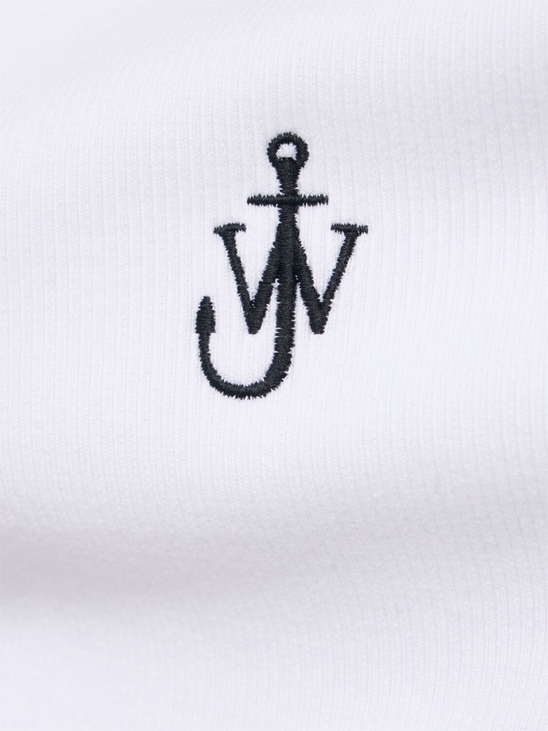 Logo embroidered ribbed jersey top - 4