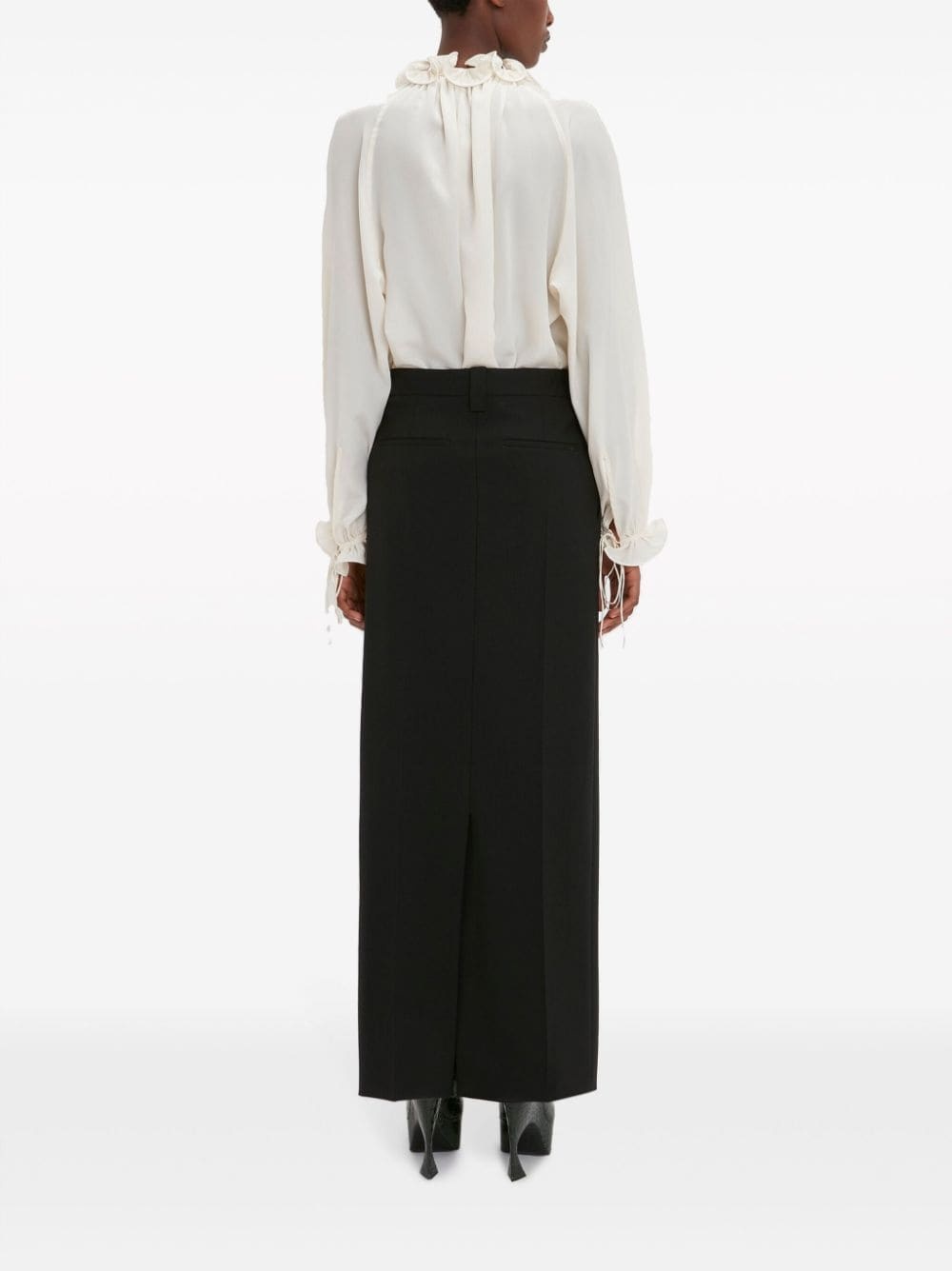 ruffle-trim pleated silk blouse - 5