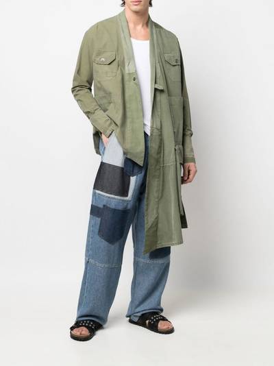 Greg Lauren asymmetric draped coat outlook