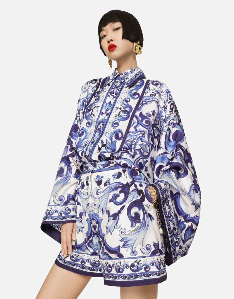 Dolce & Gabbana Majolica-print twill shirt with slits outlook