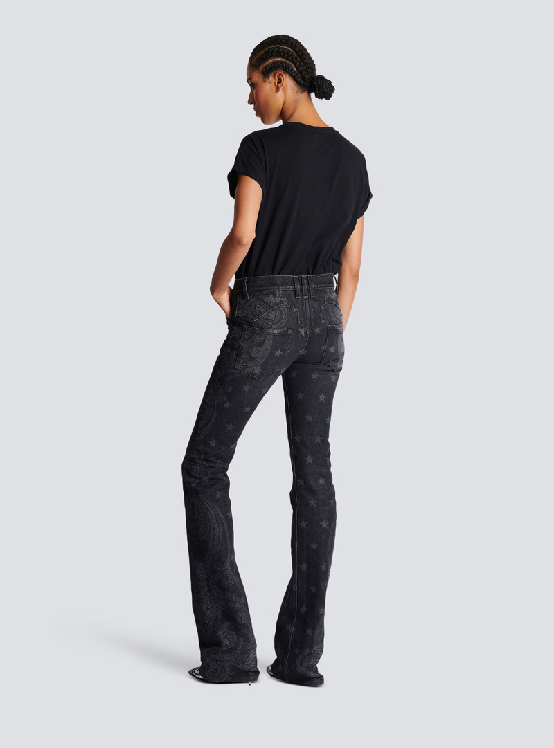 Star and paisley print denim jeans 4
