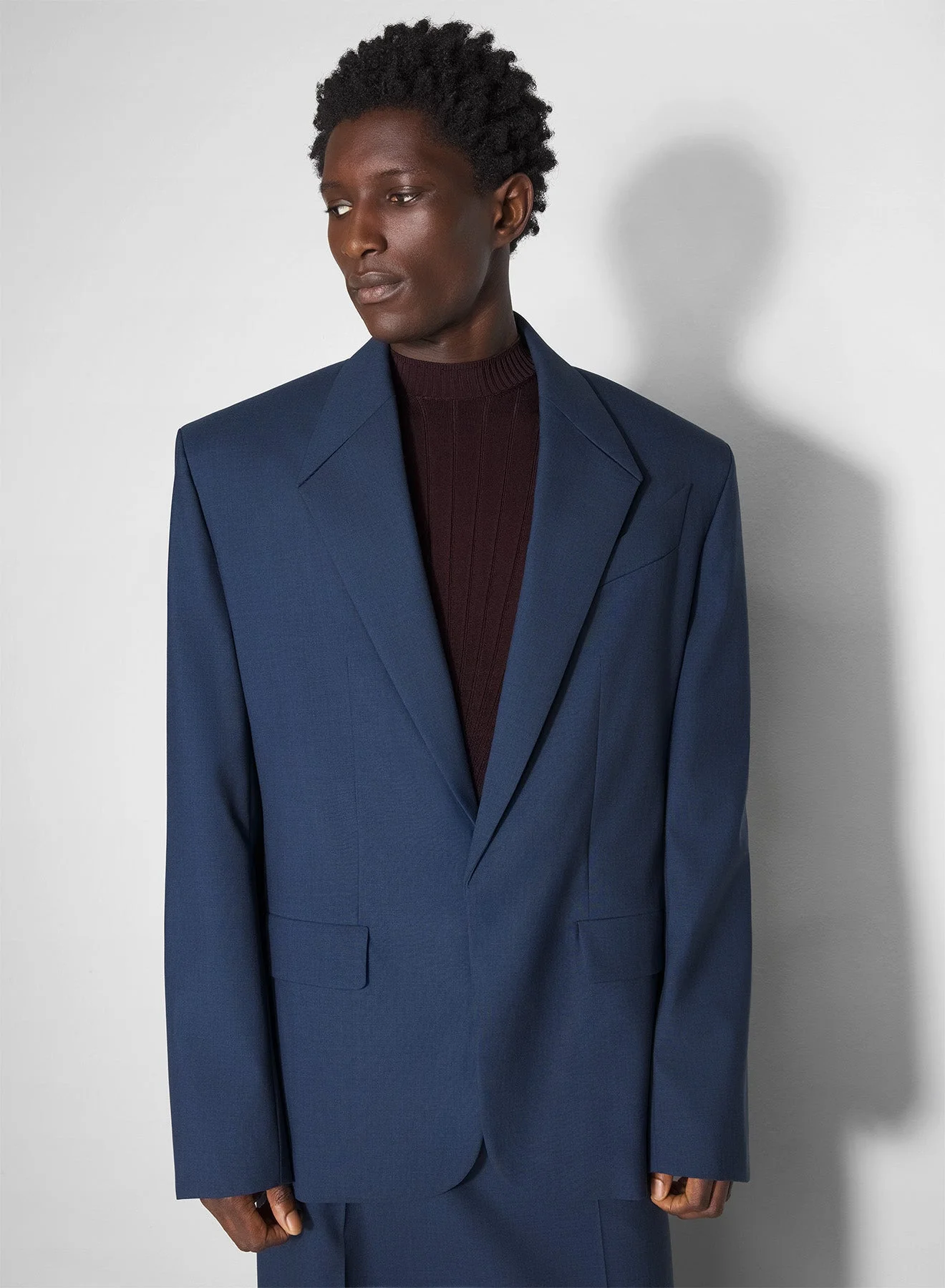 blue straight tailored jacket - 1