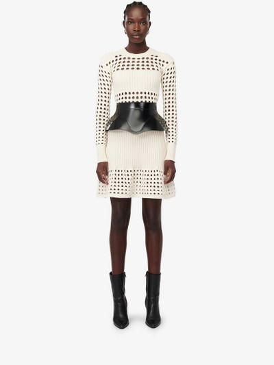 Alexander McQueen Women's Knitted Mesh Mini Dress in Ivory outlook