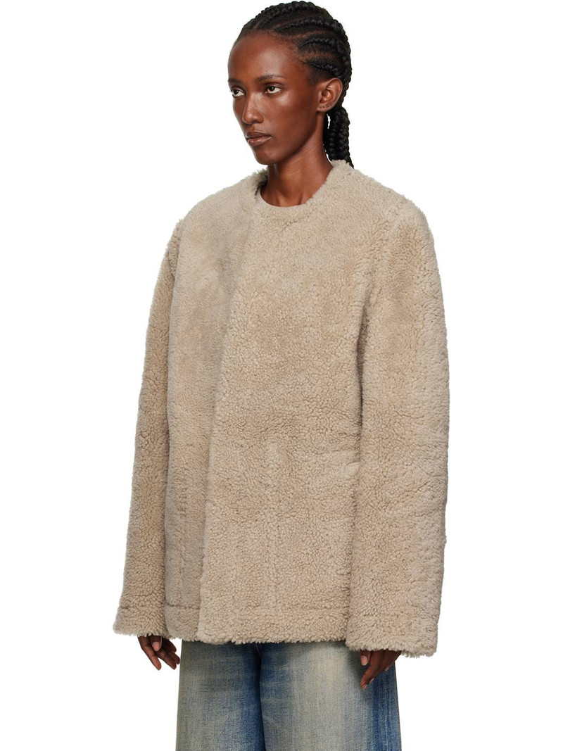 MM6 Maison Margiela Black & Beige Sports Shearling Jacket outlook