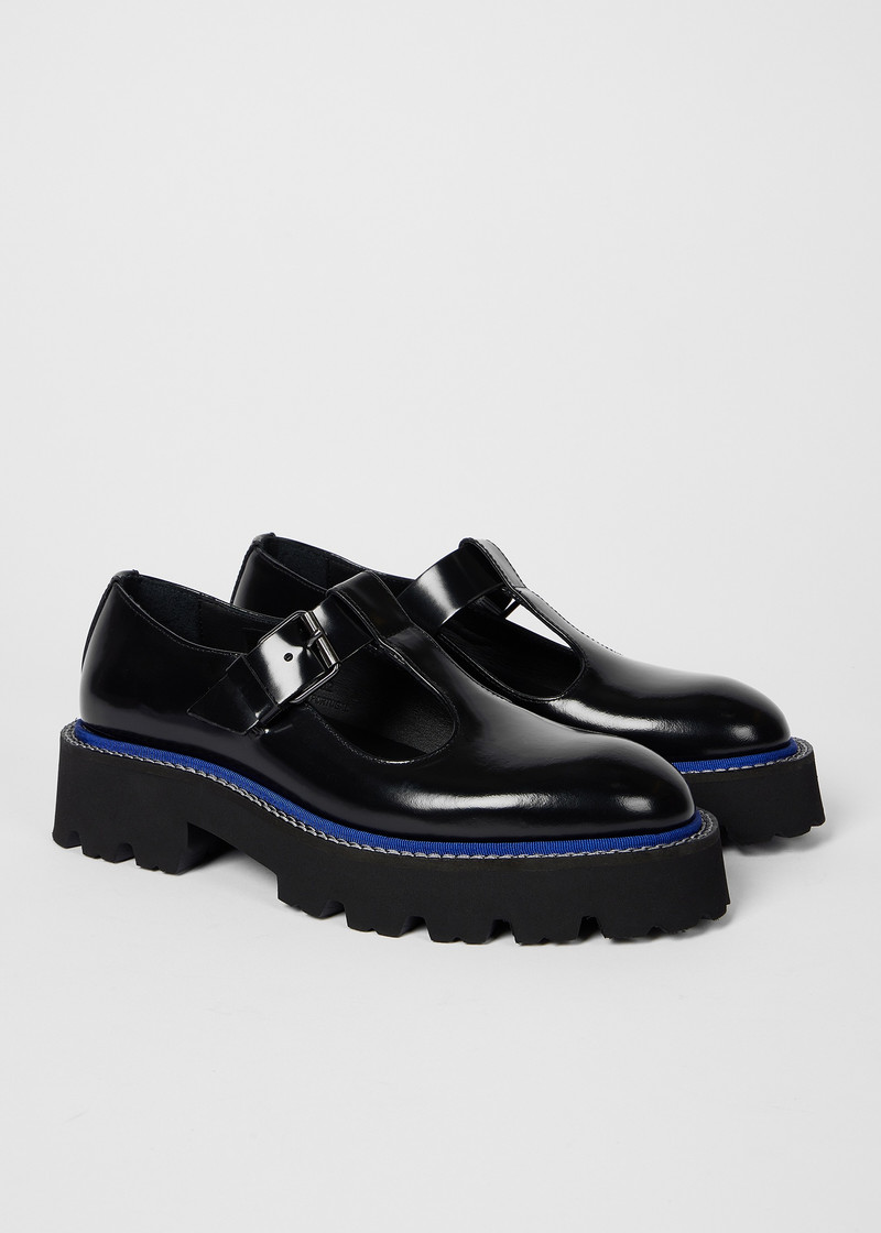 Paul Smith Women's Black High Shine 'Osaka' Chunky Mary Janes outlook