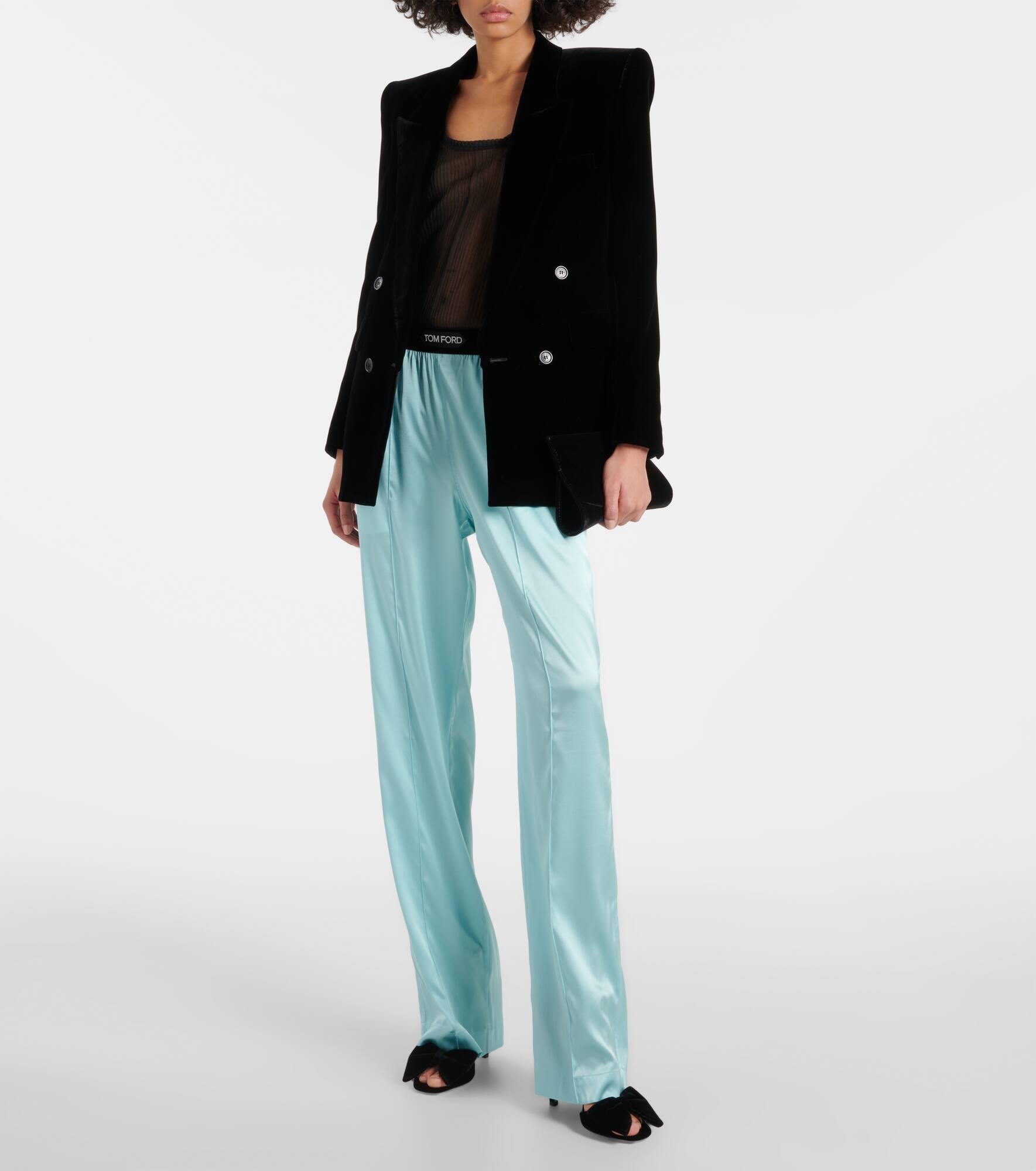 Silk-blend satin pajama pants - 2