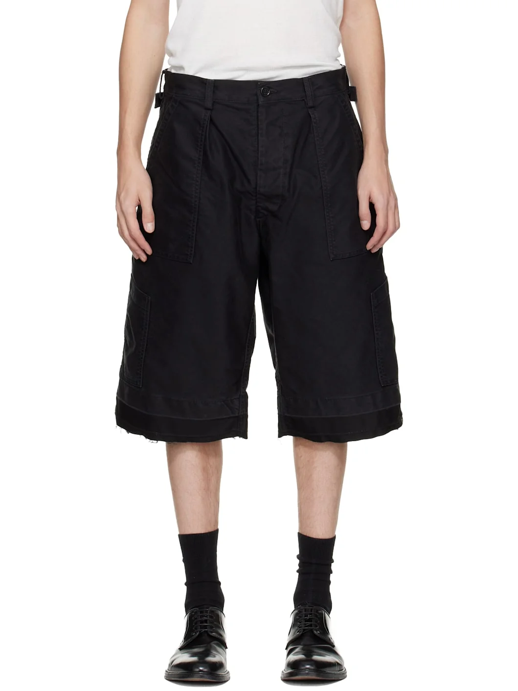 Black Cotton Shorts - 1