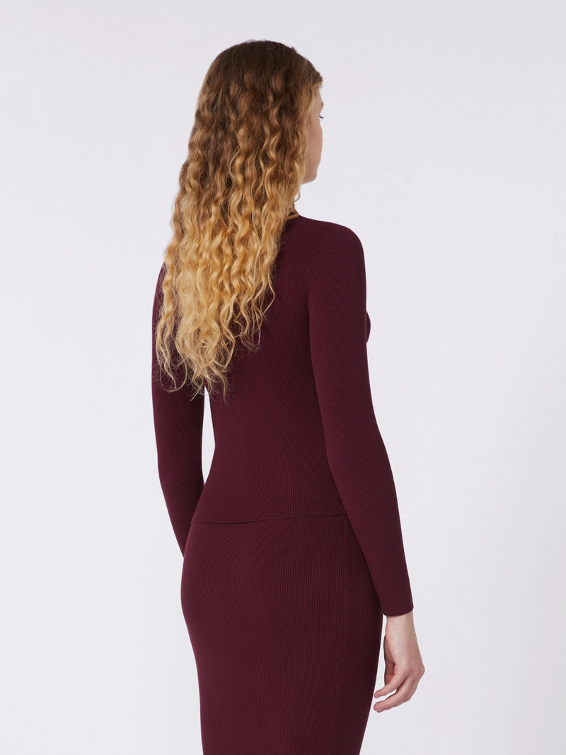 ESULE Rib-knit viscose cardigan - BORDEAUX 4
