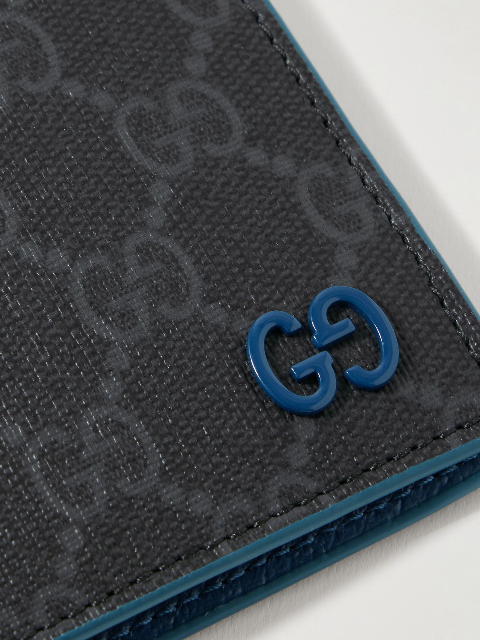 GG Supreme Monogrammed Coated-Canvas and Full-Grain Leather Billfold Wallet Black - 3