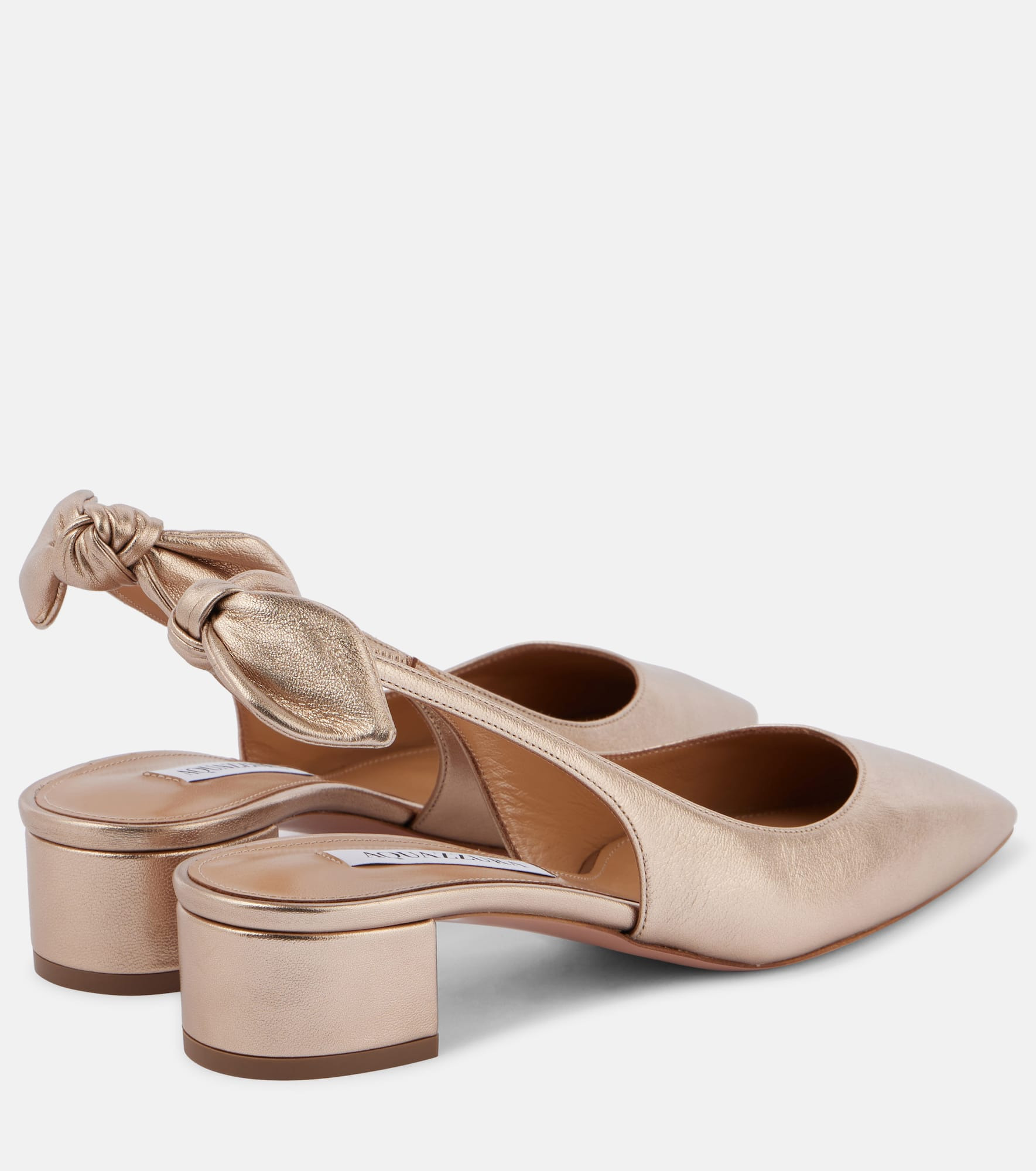Very Bow 35 metallic leather slingback pumps - 3
