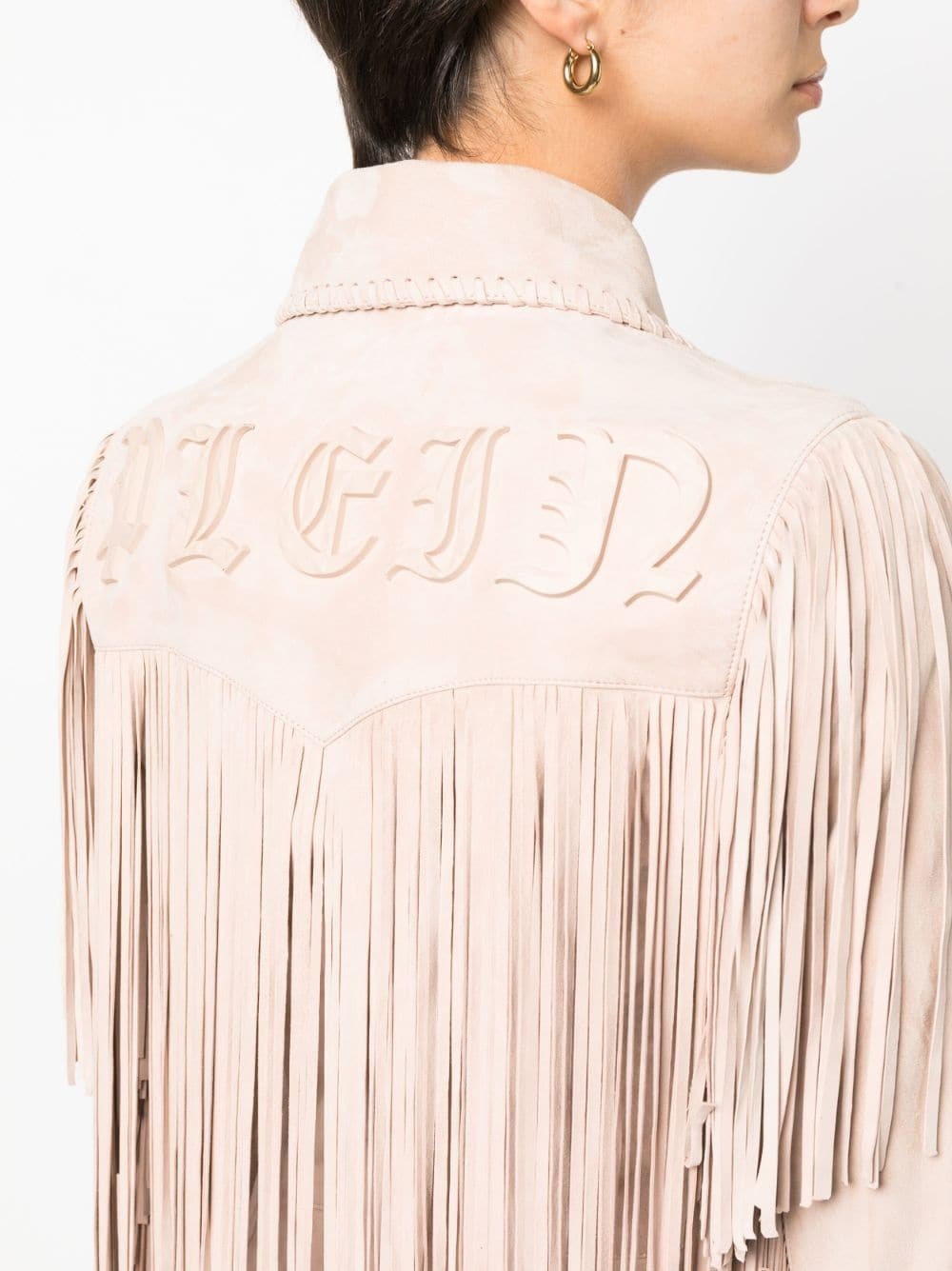 oversized fringed suede shirt jacket - 5