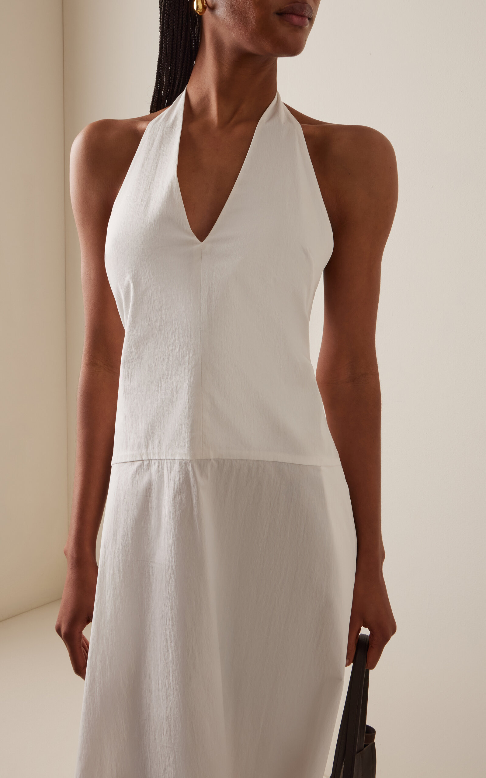 Halter Cotton-Blend Midi Dress white - 3