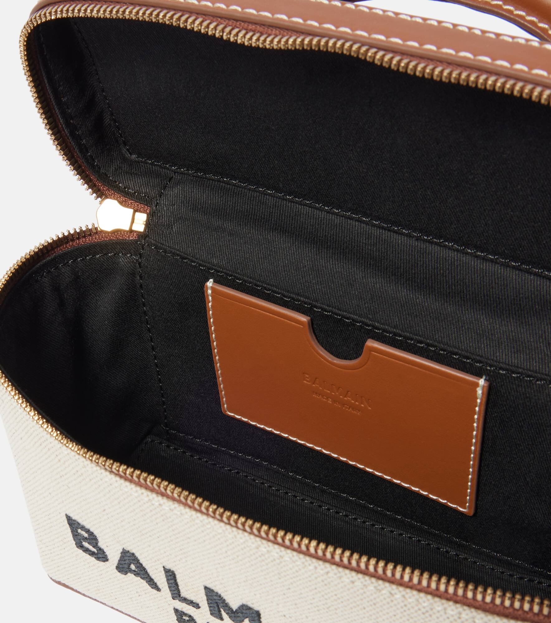 B-Army leather-trimmed canvas makeup bag - 3