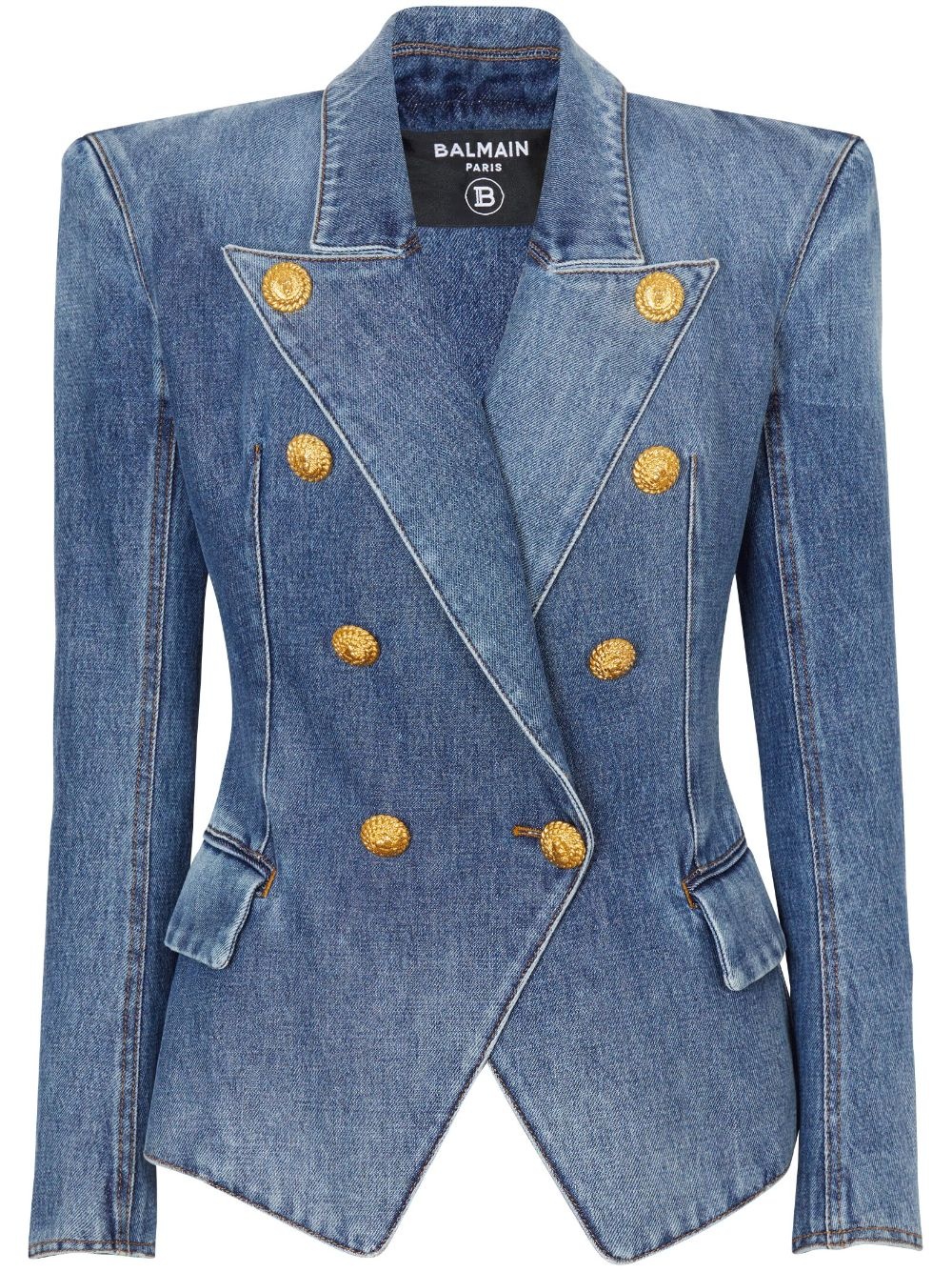double-breasted denim jacket - 1