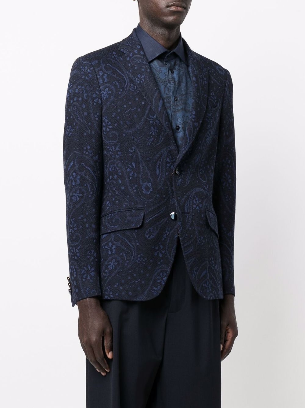 paisley jacquard wool blazer - 3