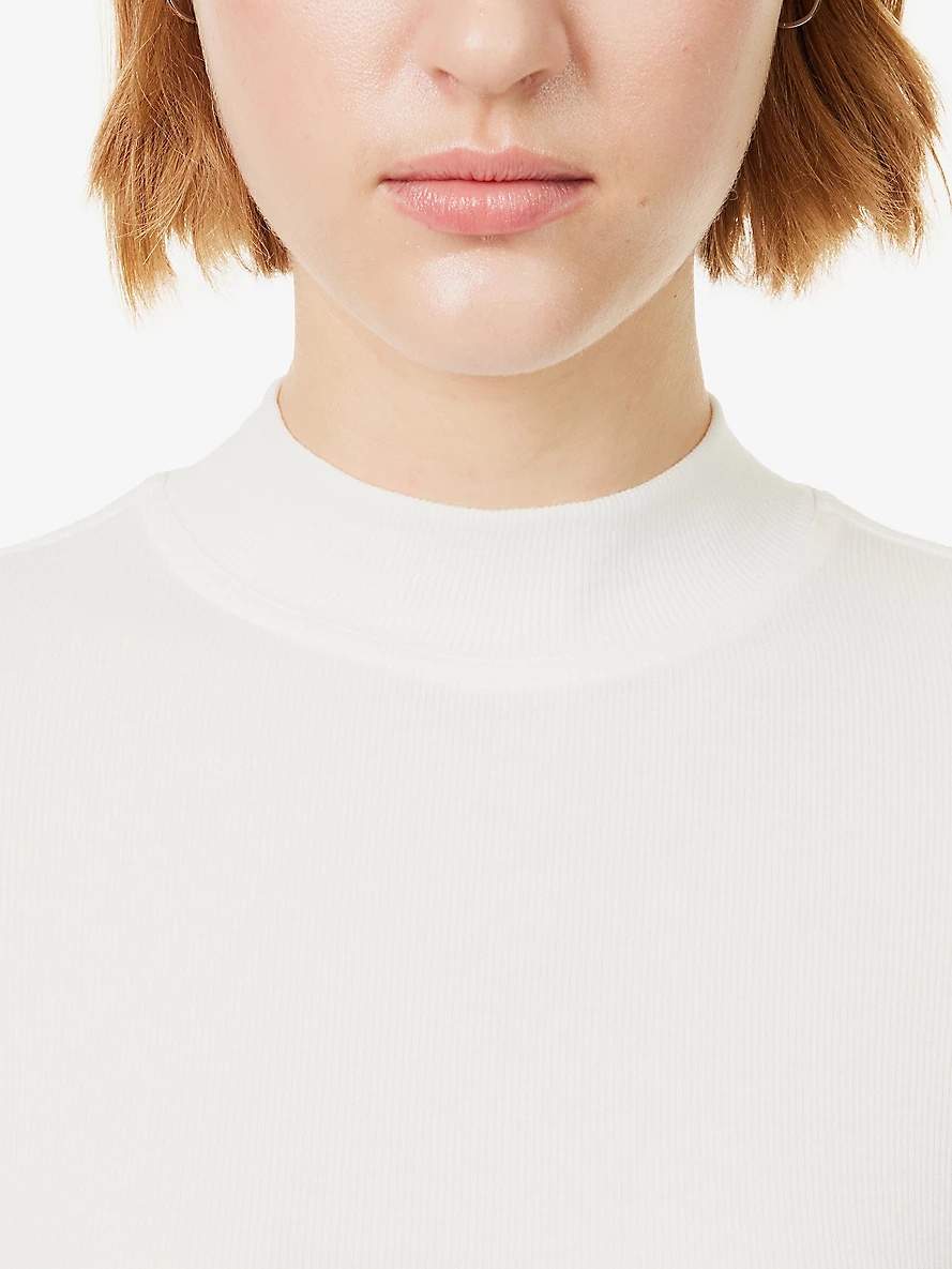 Mock-neck ribbed stretch-woven T-shirt - 5