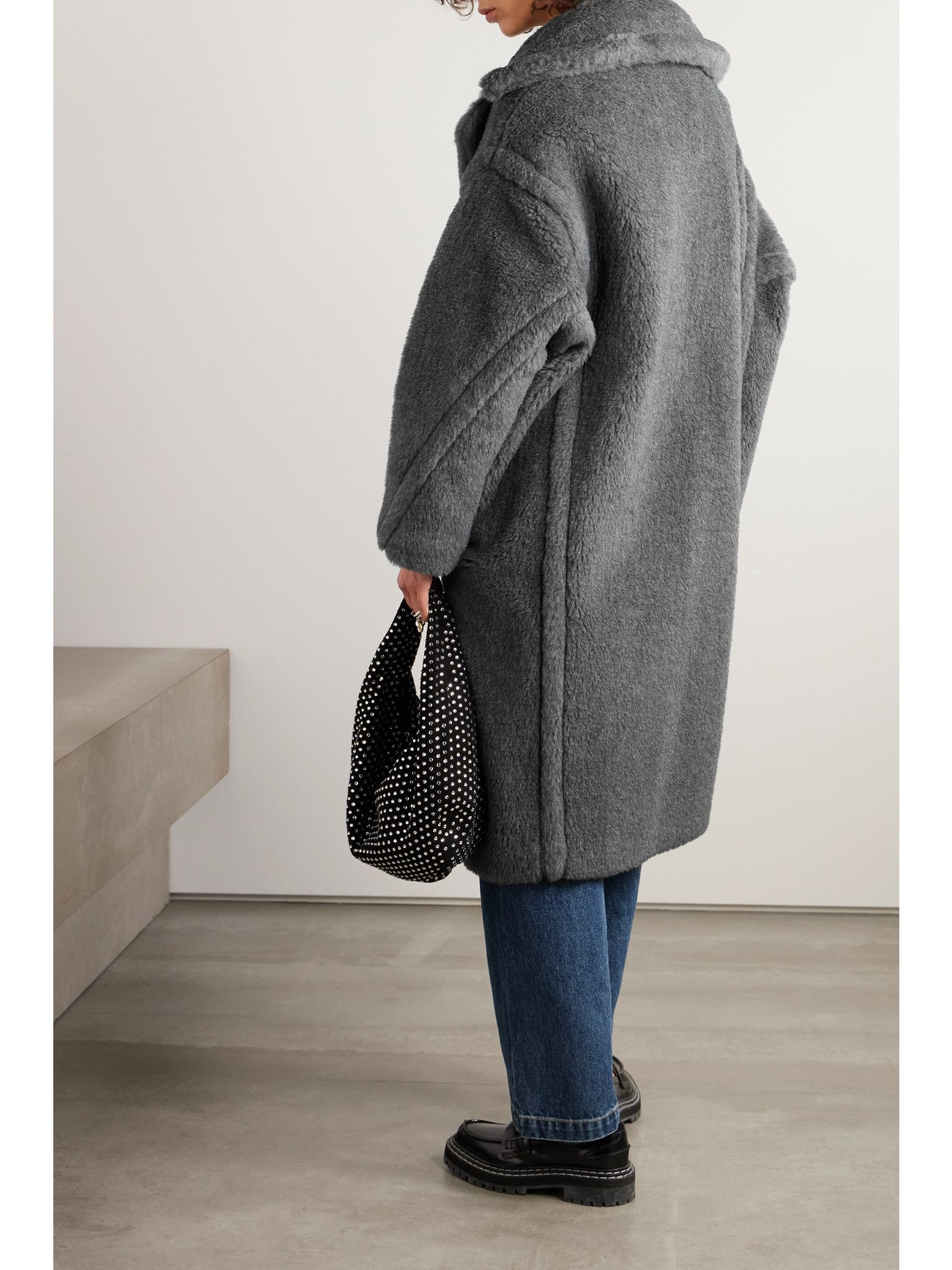Teddy Bear Icon oversized wool, alpaca and silk-blend coat Gray - 4