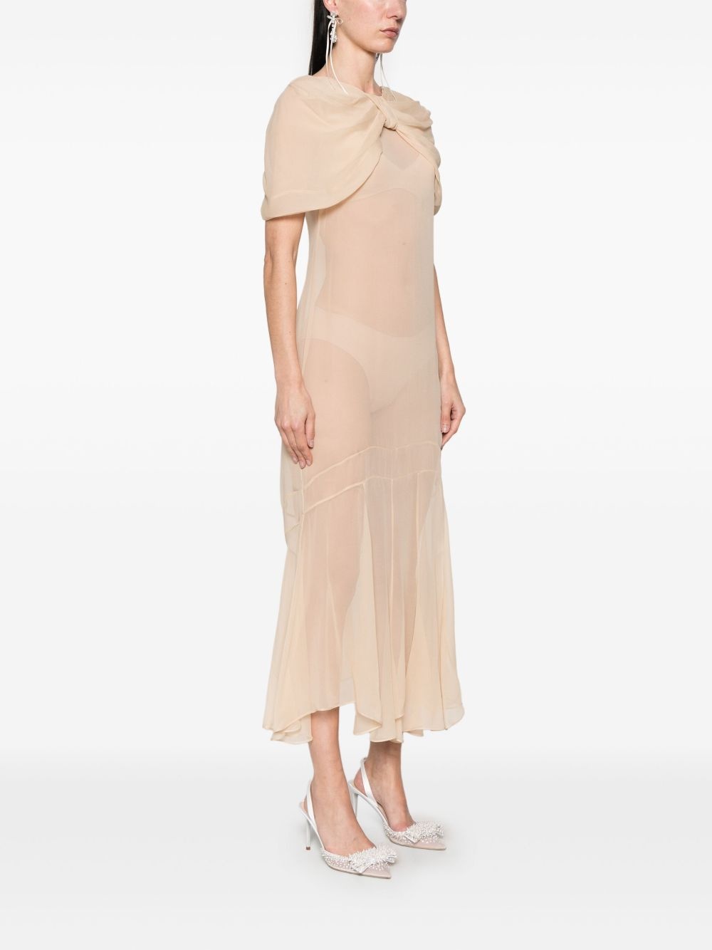 sheer bow-detailed midi dress - 3