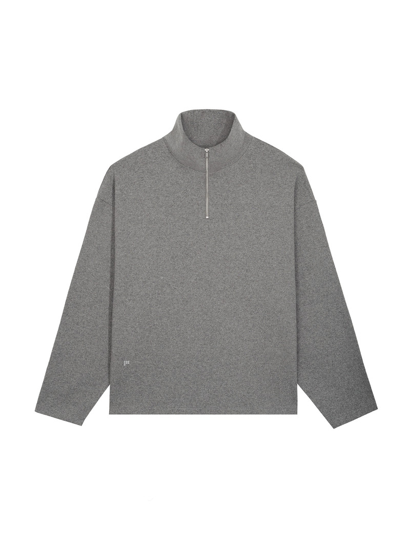 Men's Recycled Wool Jersey Half-Zip Sweater - Volcanic Grey 1