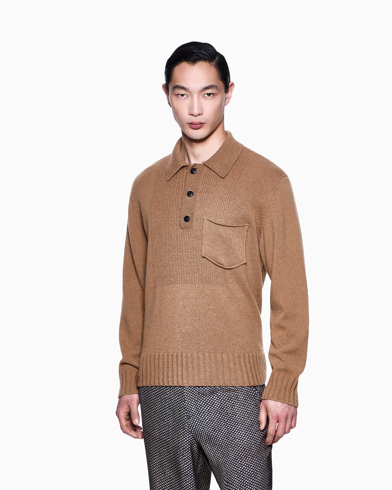 LONG-SLEEVED CASHMERE POLO SHIRT - 4