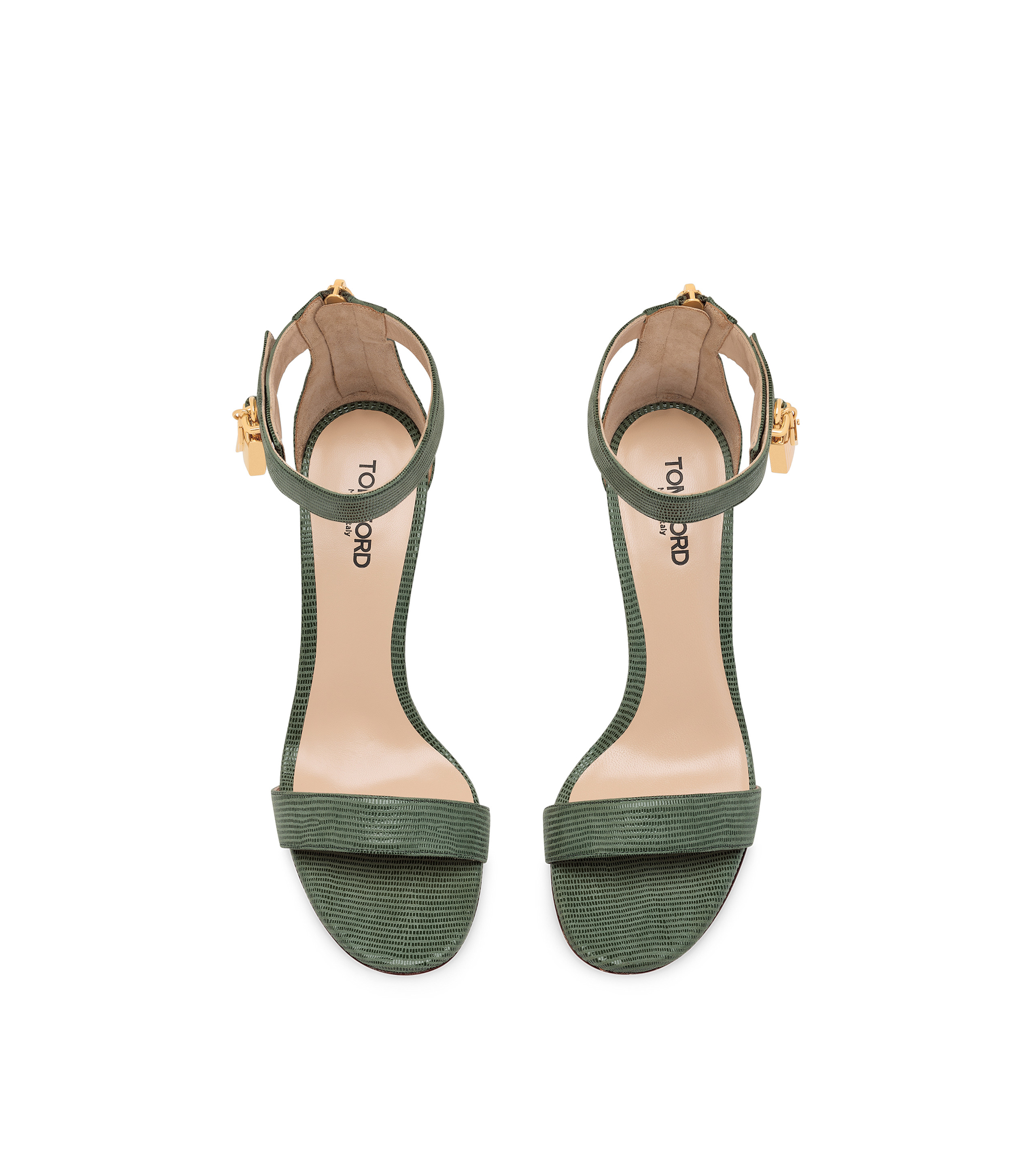 LIZARD-EFFECT SUEDE LEATHER PADLOCK SANDAL - 4