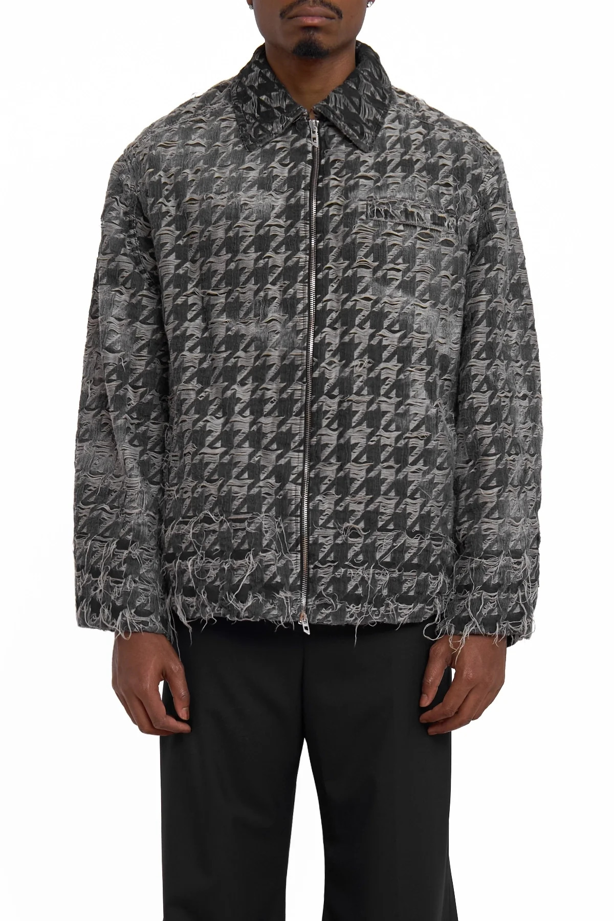 Diesel Houndstooth Distressed Jacket Black - 4