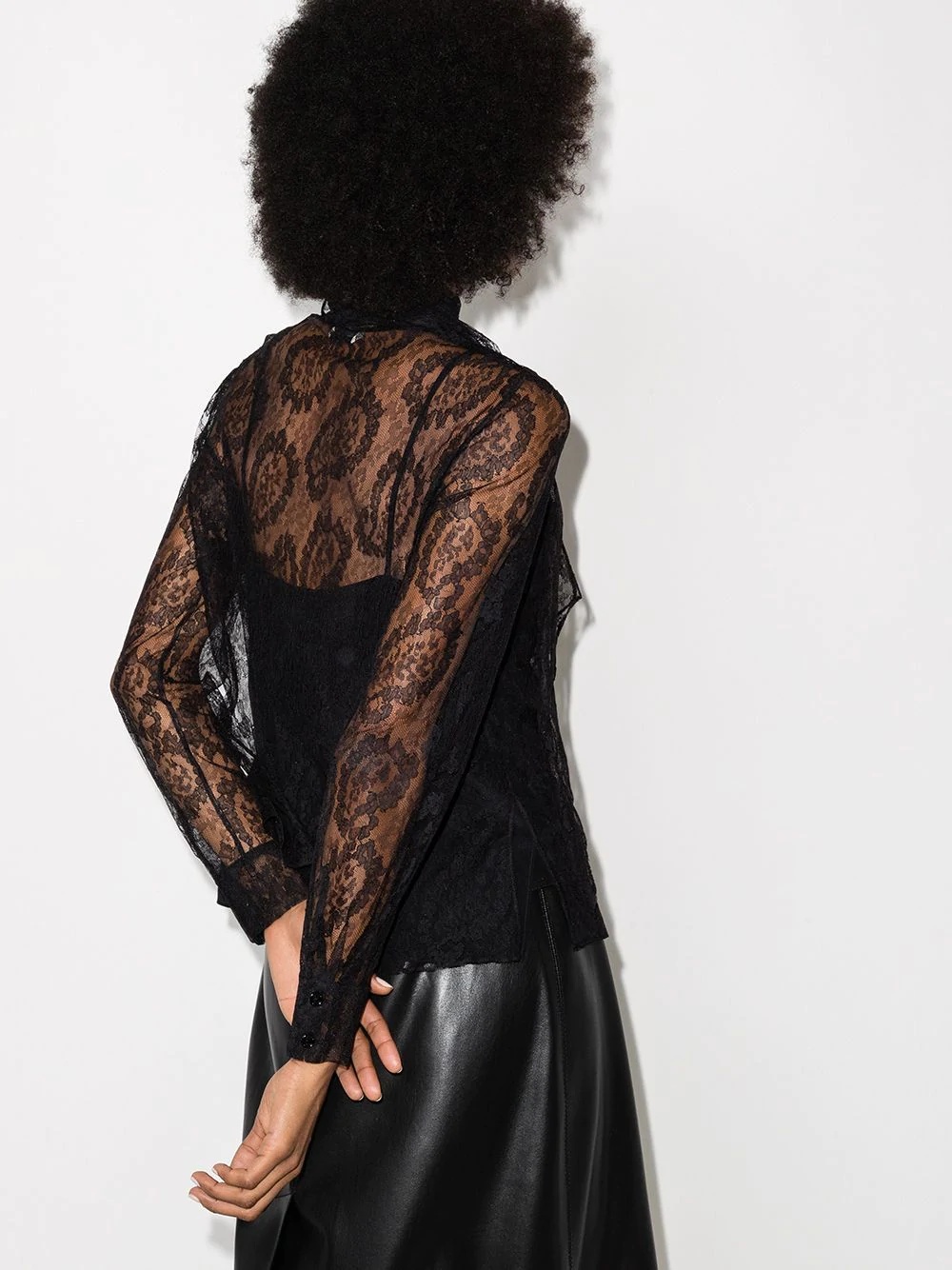 floral lace semi-sheer blouse - 3