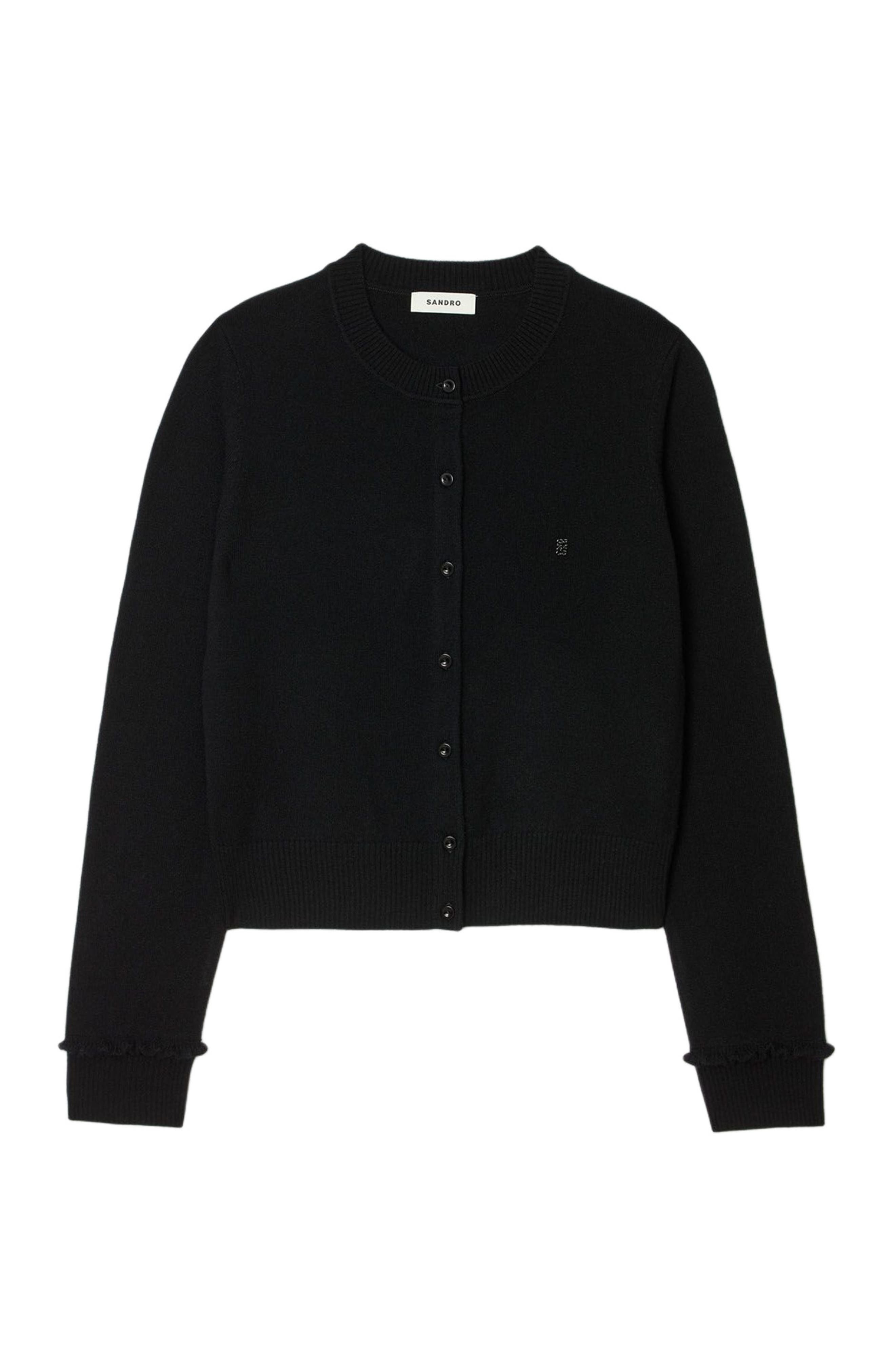 SANDRO Ruffled cardigan in Black at Nordstrom - 5