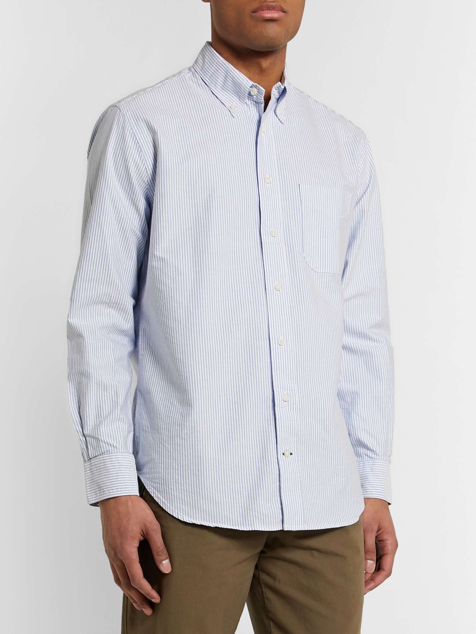 Button-Down Collar Striped Cotton Oxford Shirt - 4