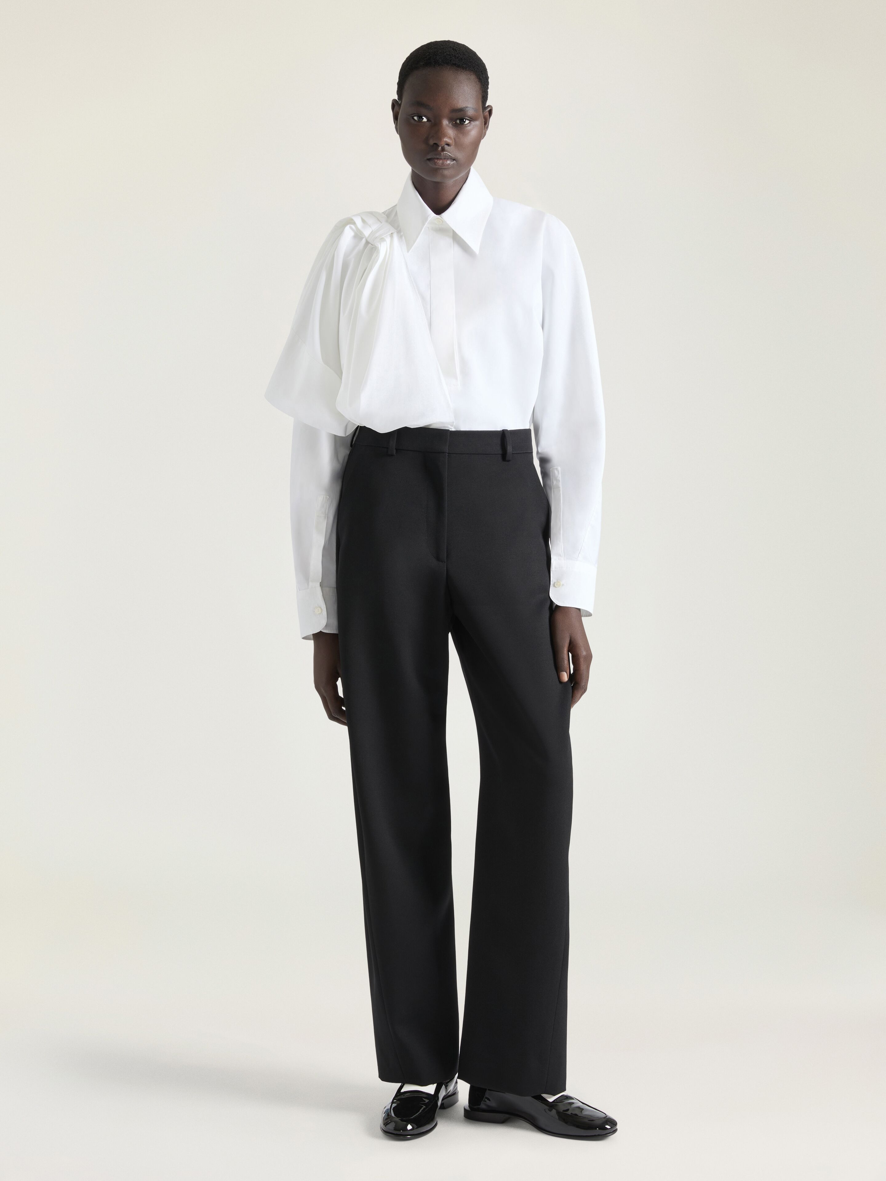 SHIRT IN COTTON POPLIN WITH BOW DETAIL - 2