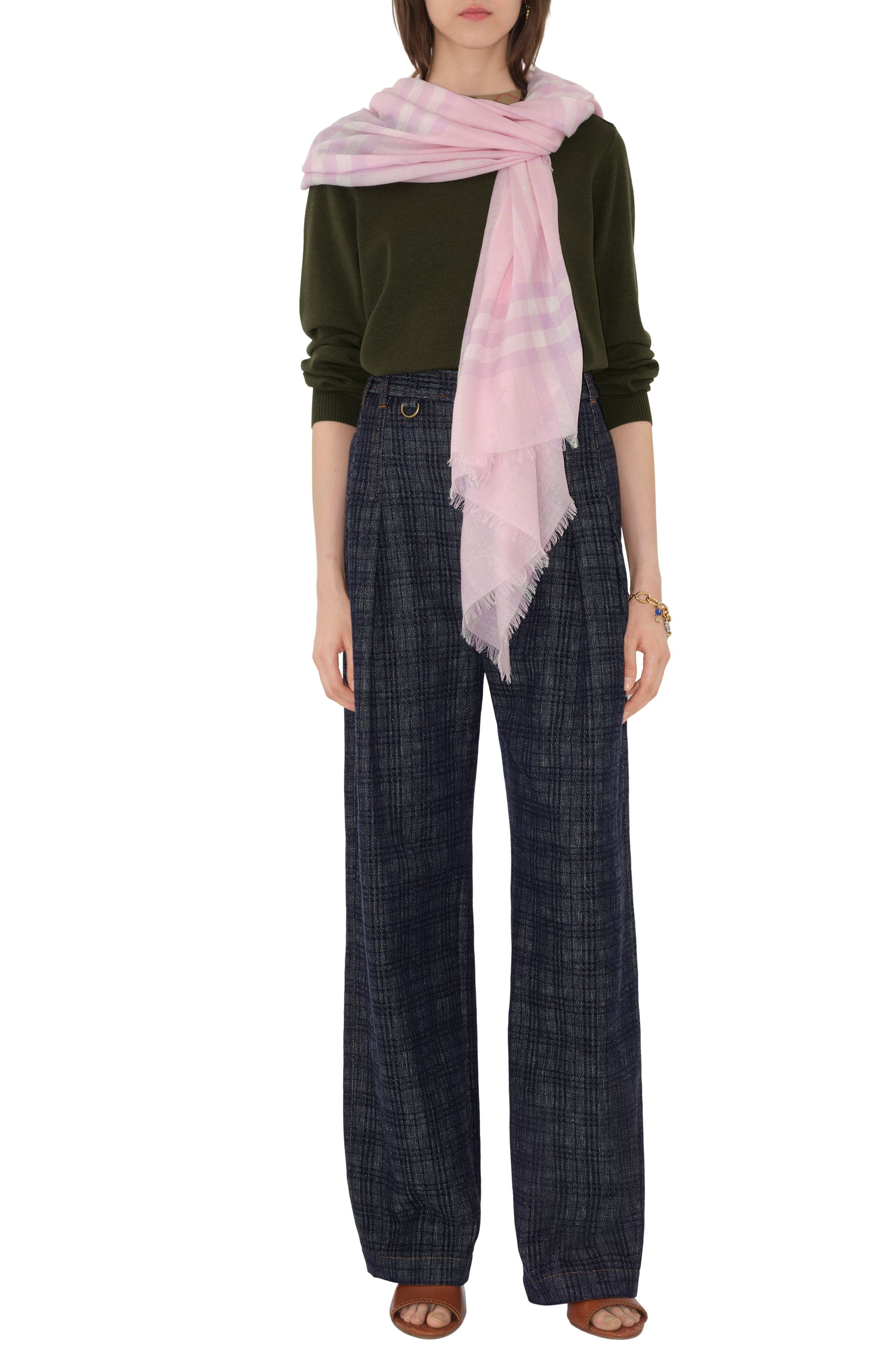burberry Giant Check Lightweight Wool Scarf in Fondant Pink at Nordstrom - 2