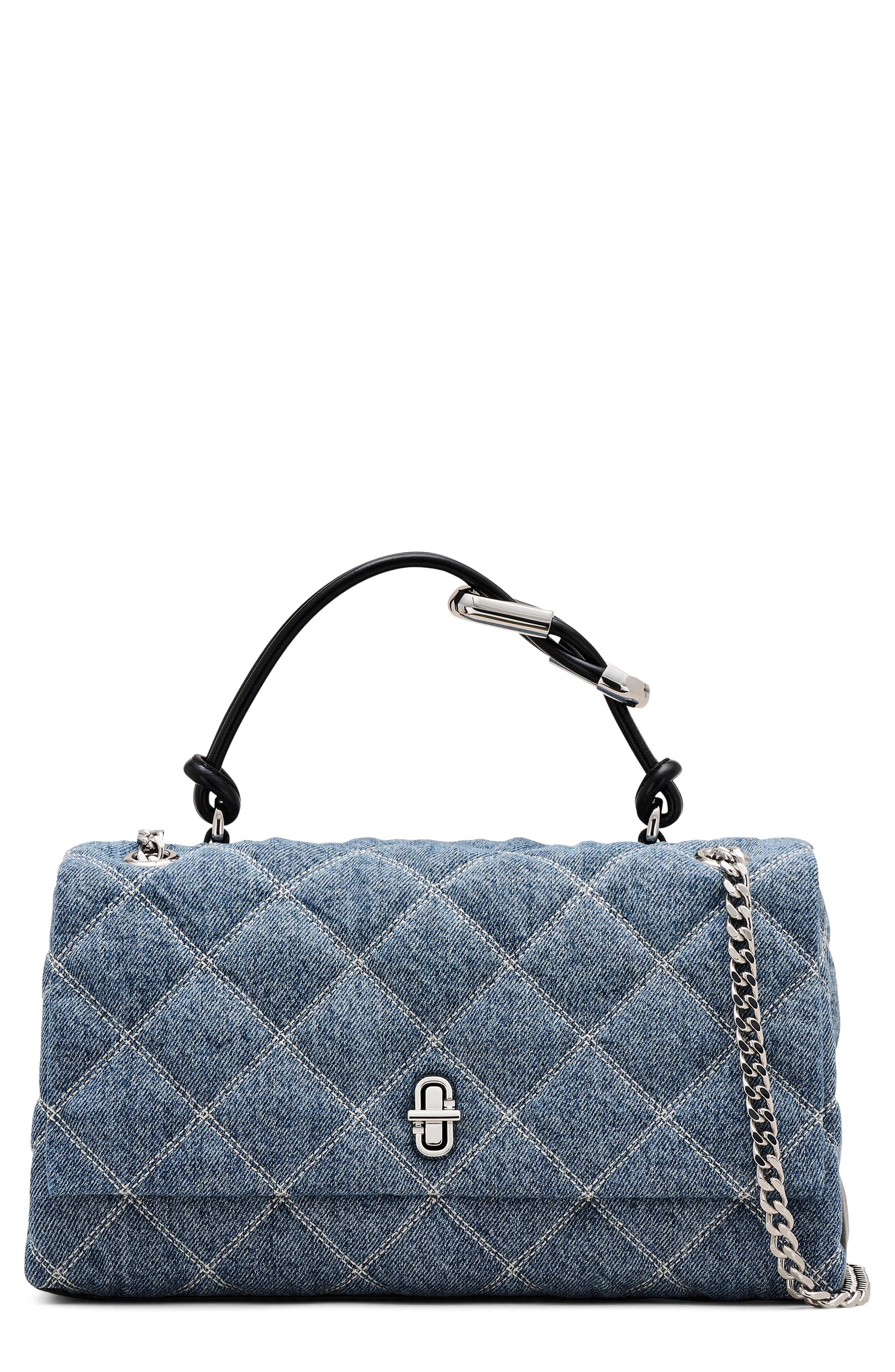 Marc Jacobs The Quilted Denim Dual Chain Shoulder Bag in Light Wash Indigo at Nordstrom - 1