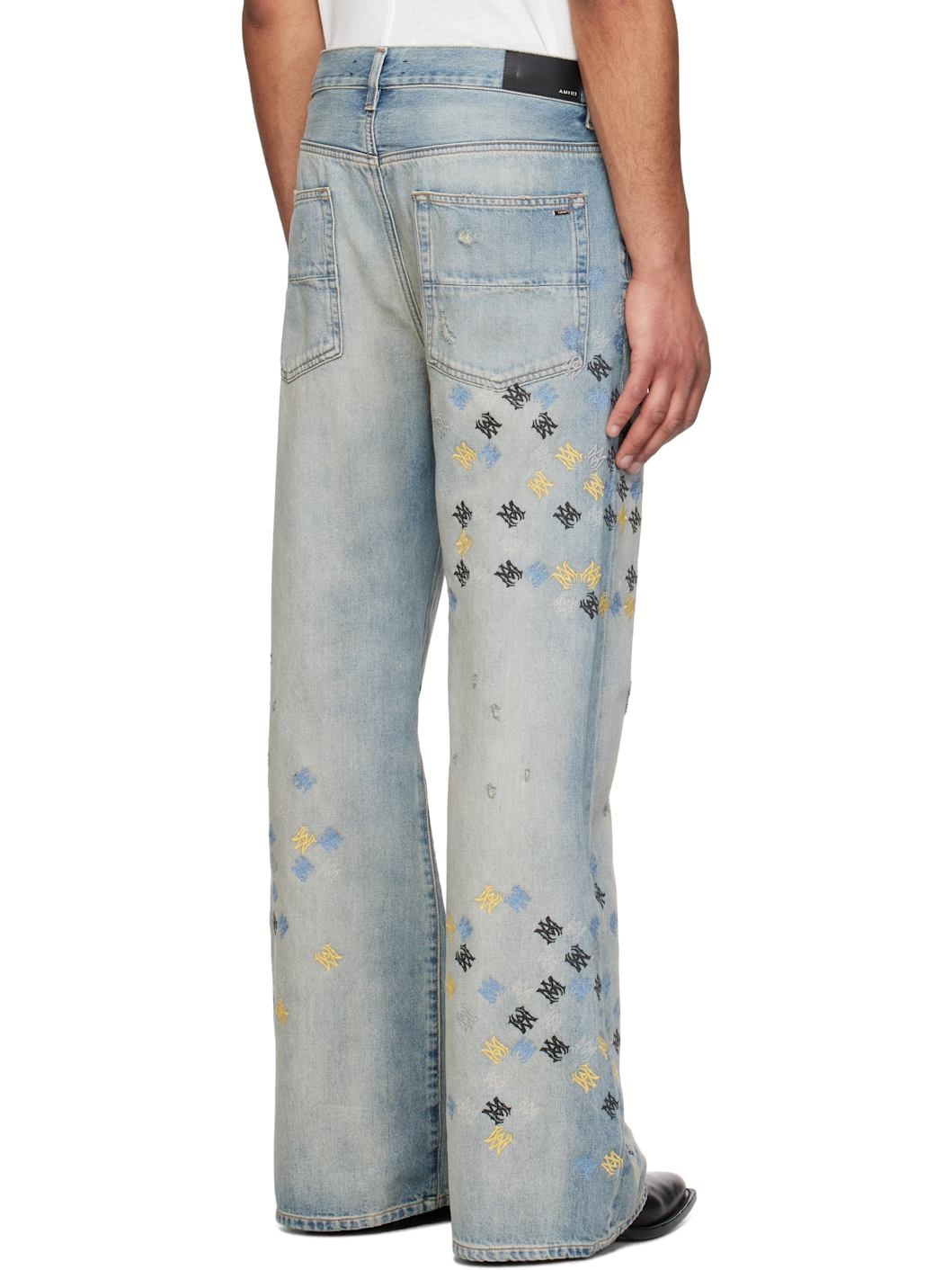 Blue MA Quad Embroidered Flare Jeans - 3