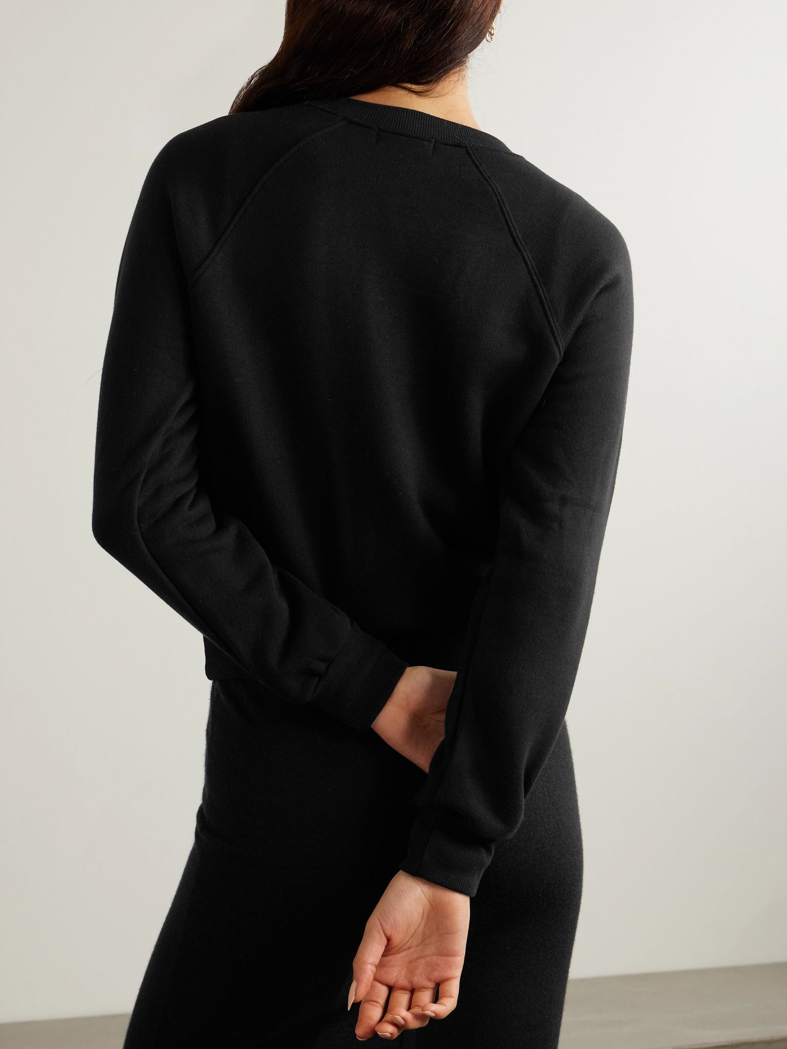 Embroidered cotton and modal-blend jersey sweatshirt Black - 3