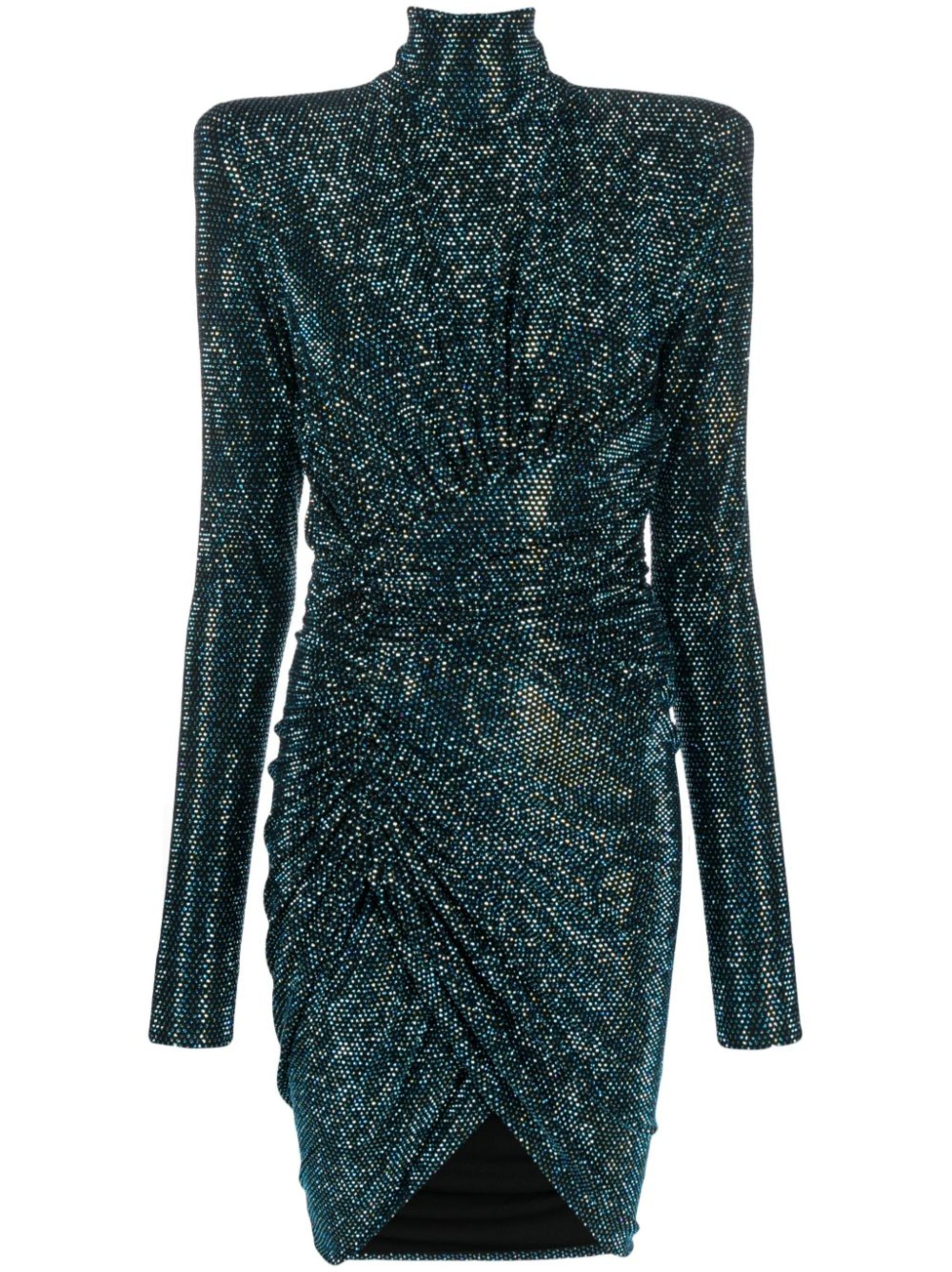 crystal-embellished shoulder-pads dress - 1