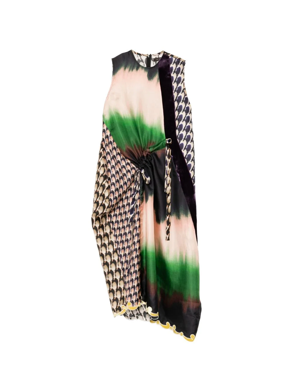 mix twill silk print dress - 1