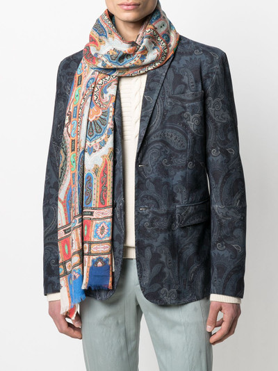 Etro geometric-print wool-blend scarf outlook